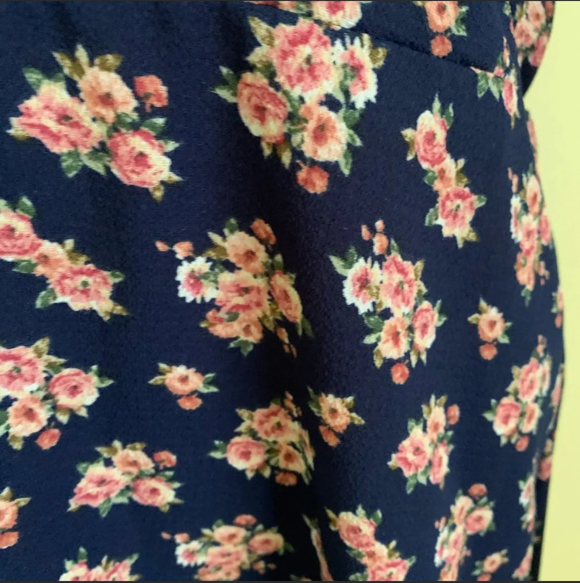 - Tie Sleeve Floral Print Button Down Dress