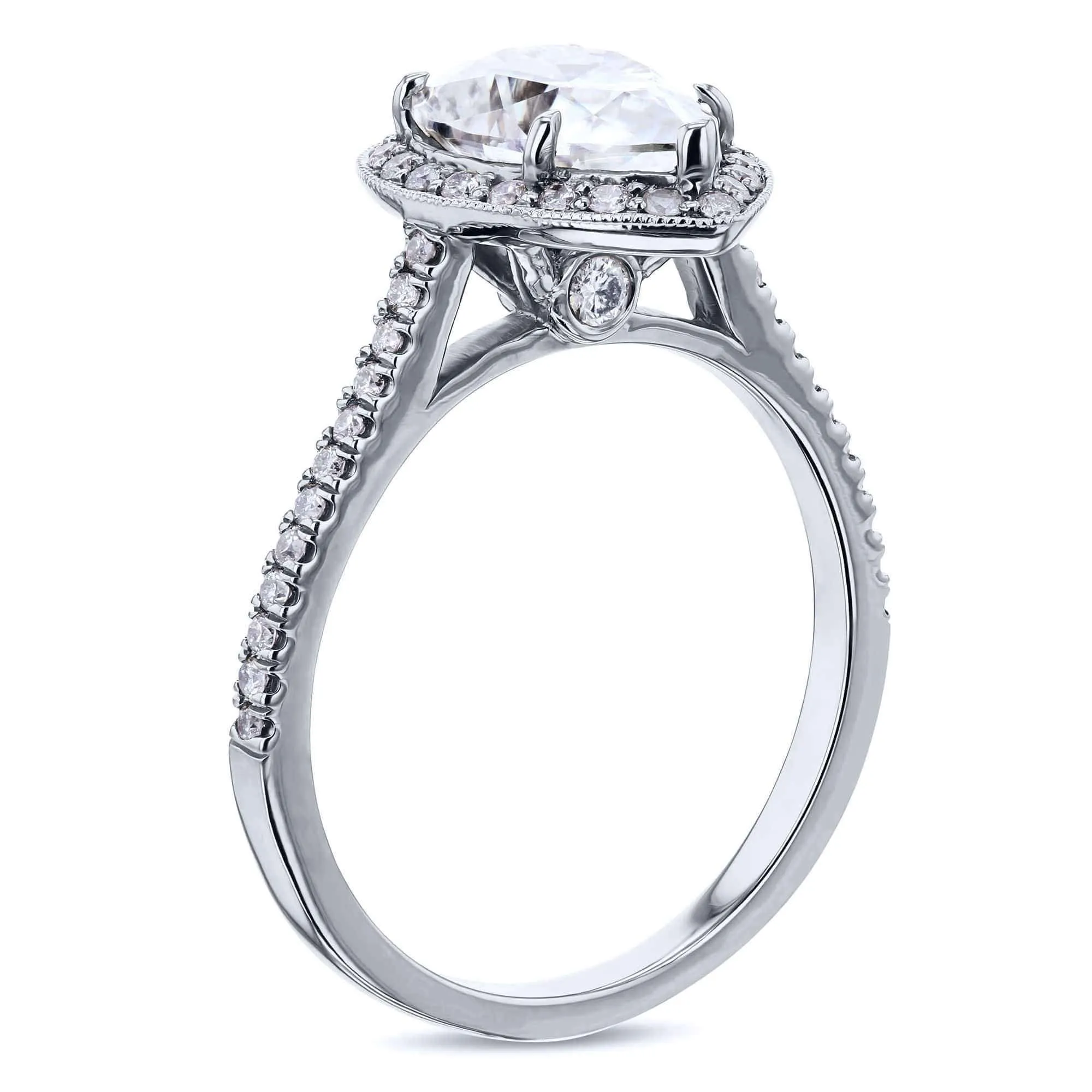 10x7 Pear Moissanite and Diamond Halo, 2-1/2ct.tw