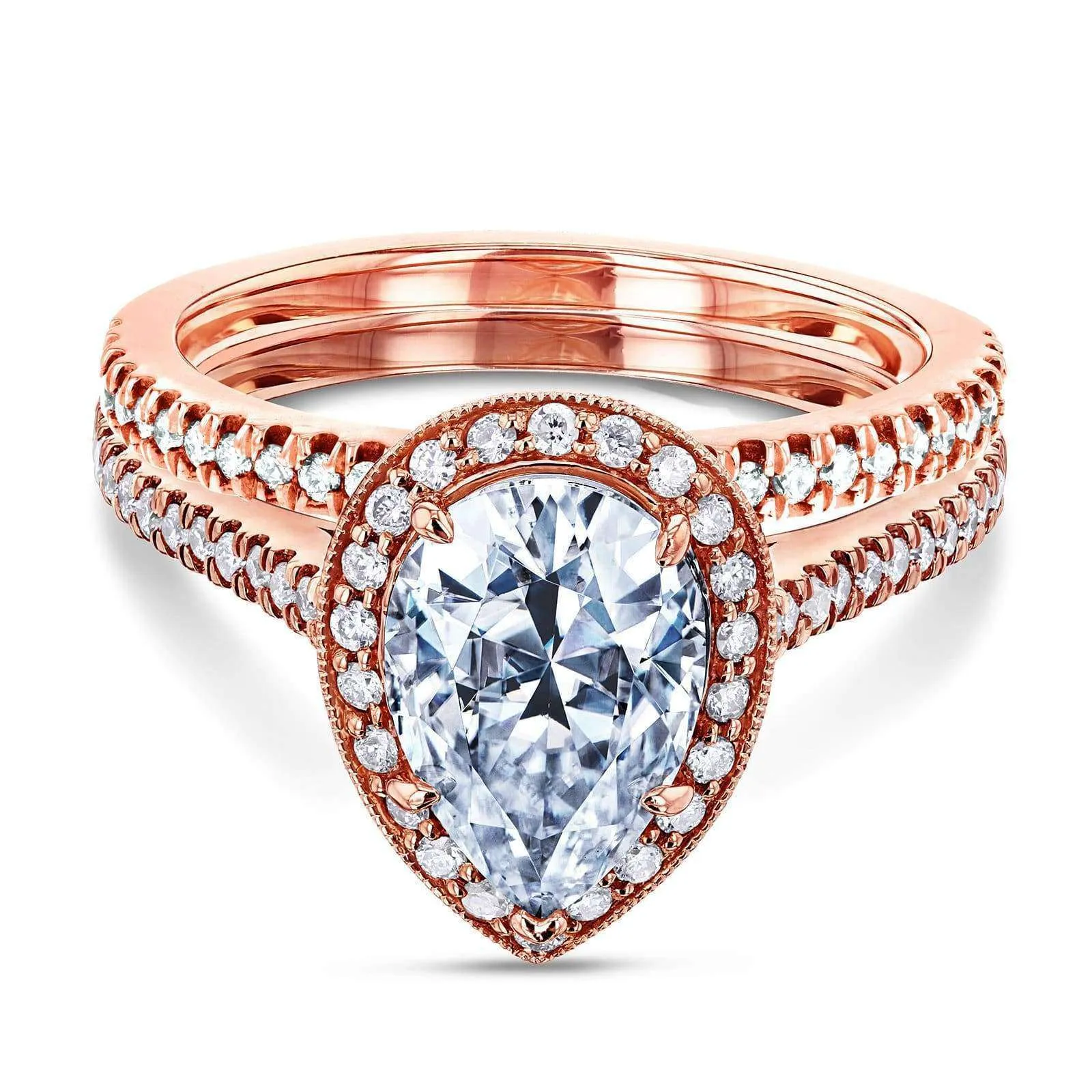 2-3/5ct.tw Pear Halo Bridal Set
