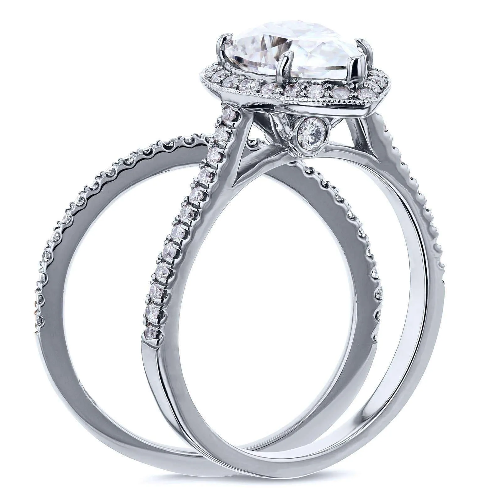 2-3/5ct.tw Pear Halo Bridal Set