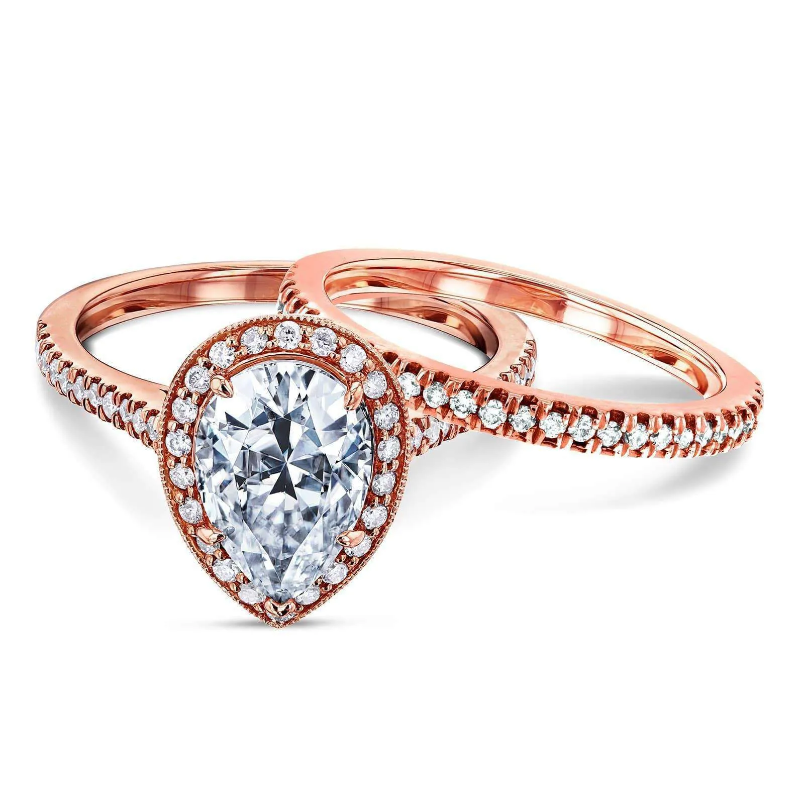 2-3/5ct.tw Pear Halo Bridal Set