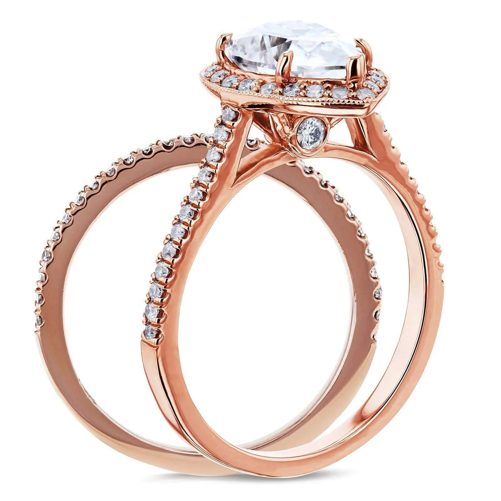 2-3/5ct.tw Pear Halo Bridal Set