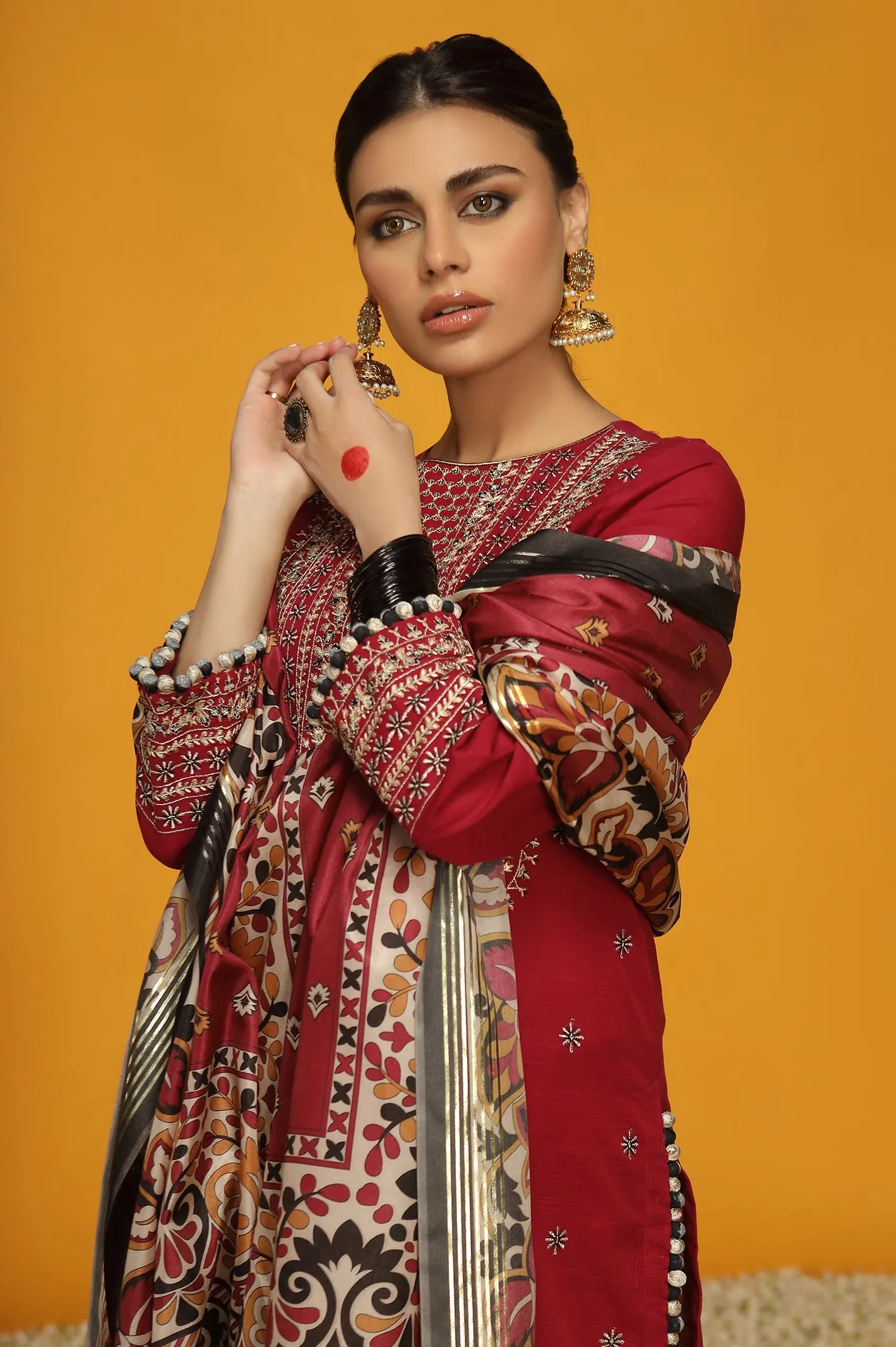 3PC Unstitched Embroidered