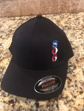 806 Black Flex Fit YOUTH Hat Stacked Logo (vertical) Texas Flag Logo