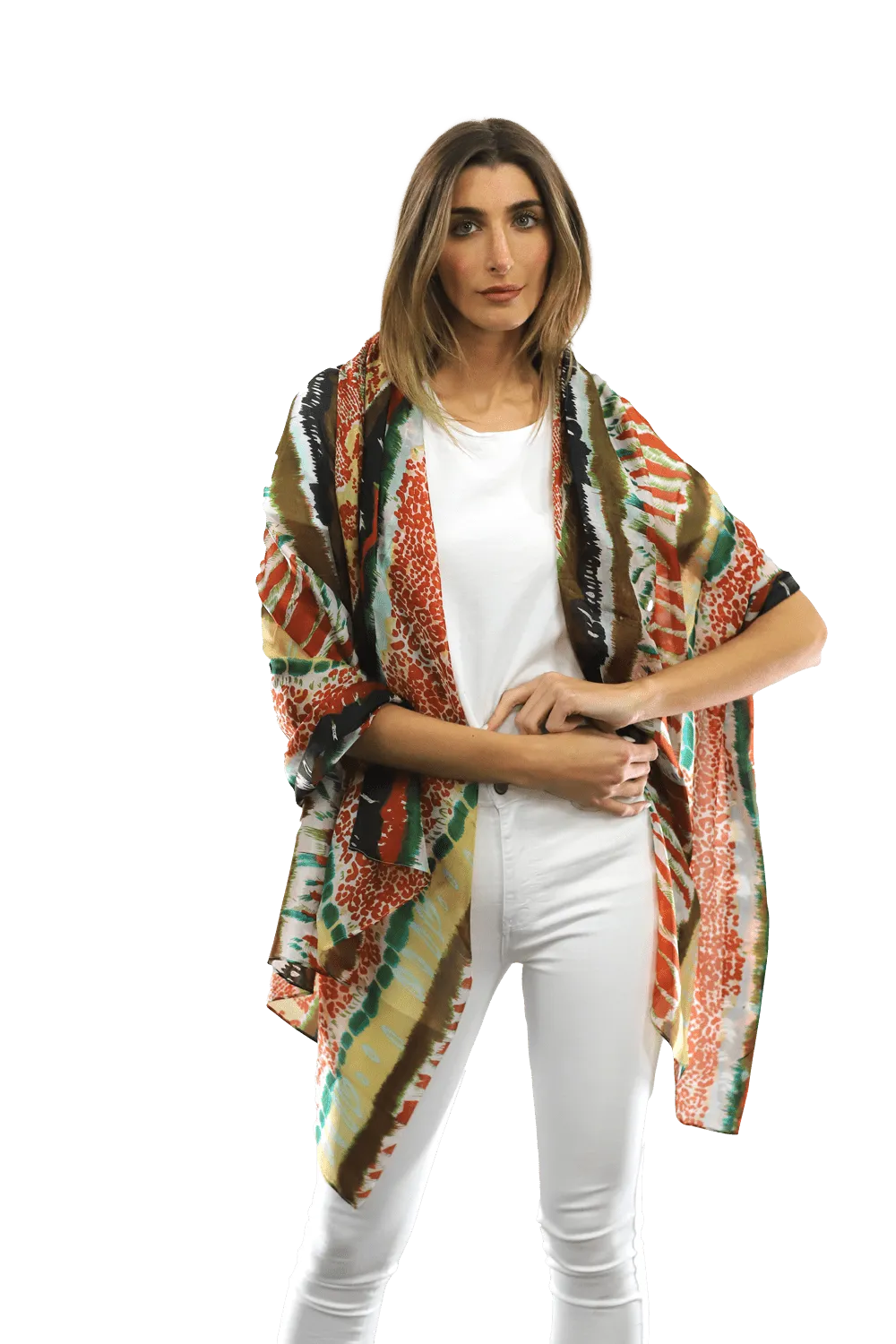 Abstract Animal Print Scarf - Orange