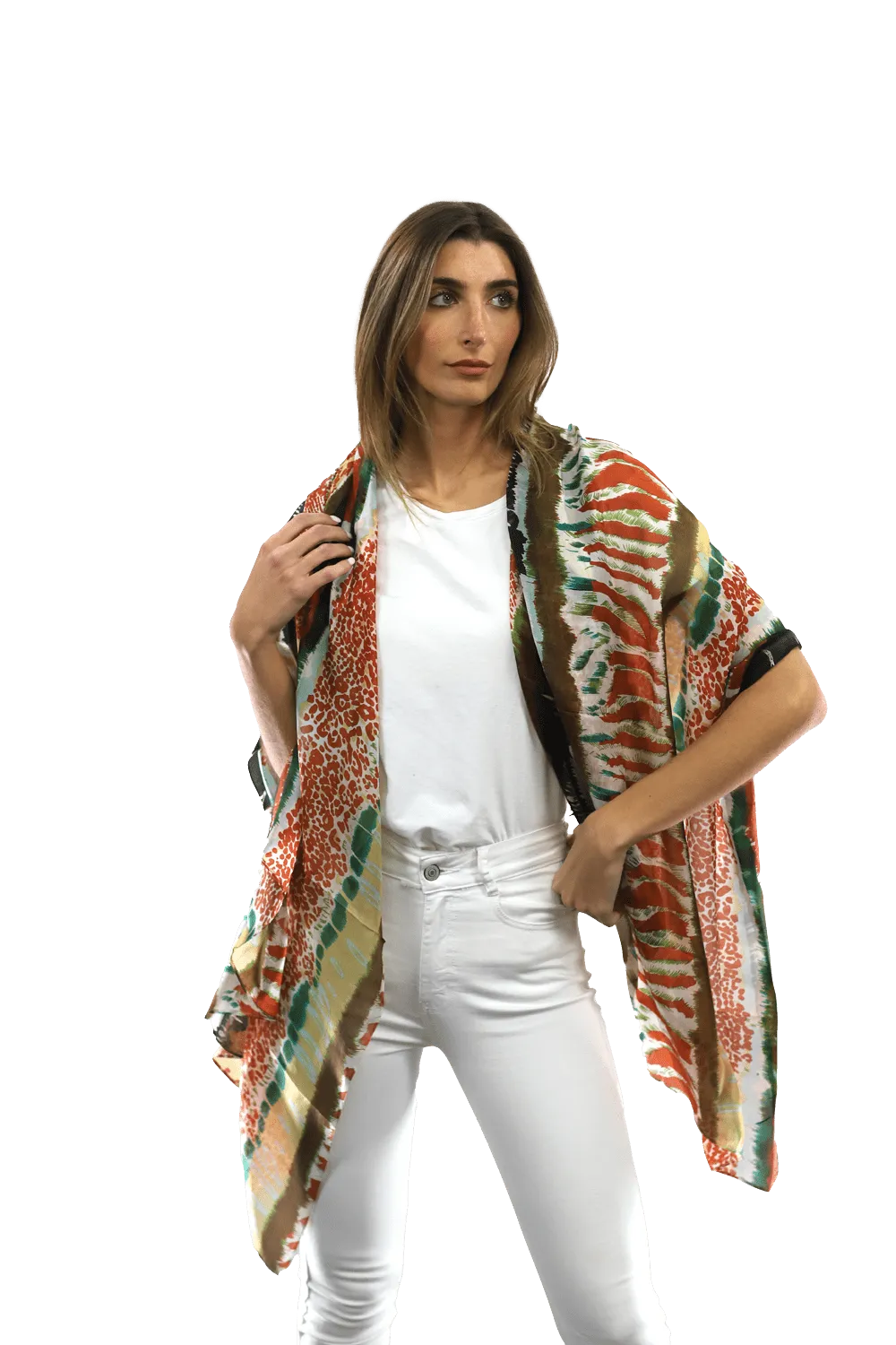 Abstract Animal Print Scarf - Orange