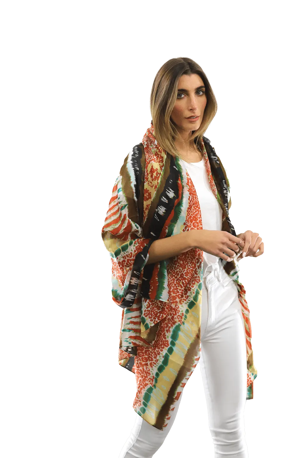 Abstract Animal Print Scarf - Orange