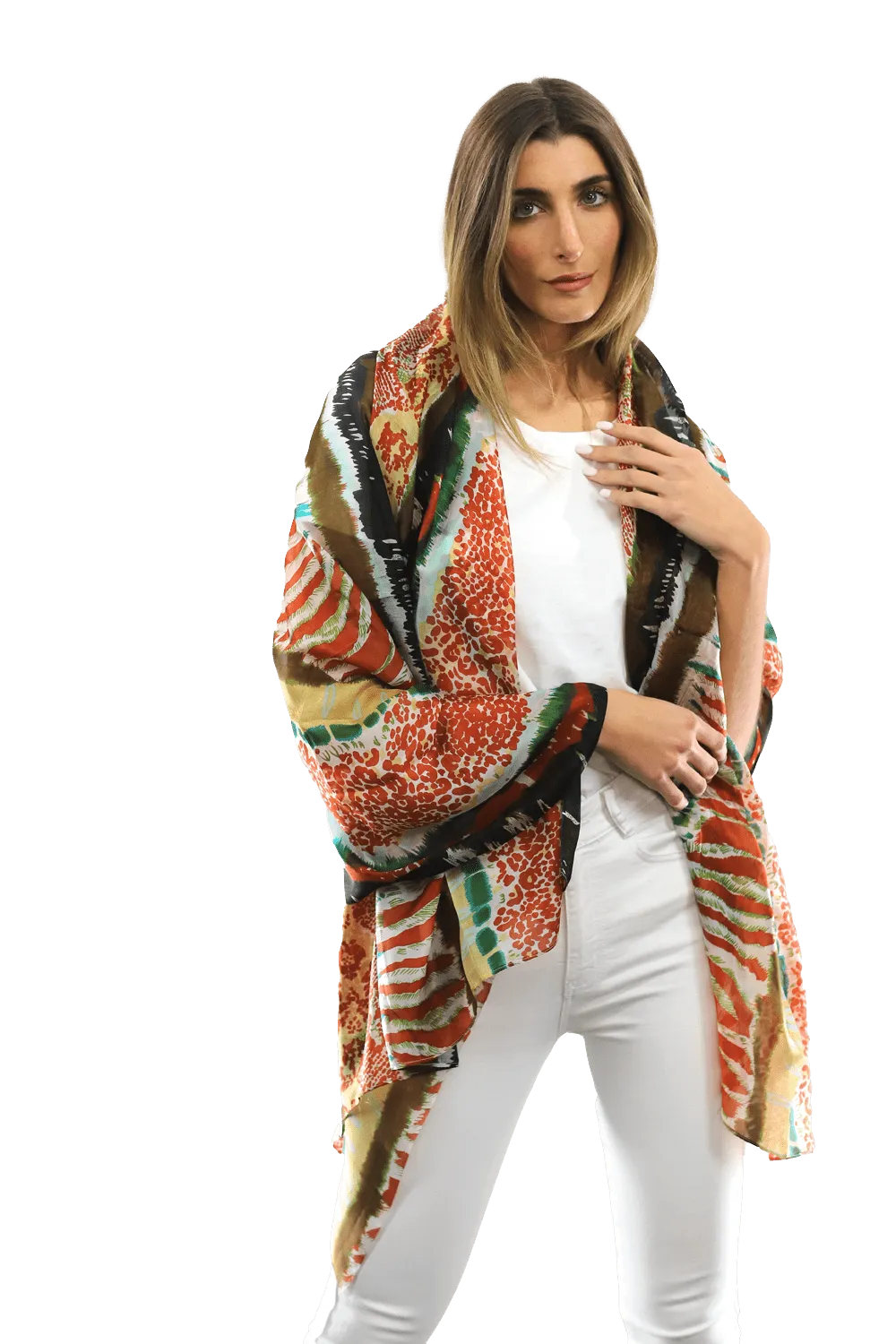 Abstract Animal Print Scarf - Orange