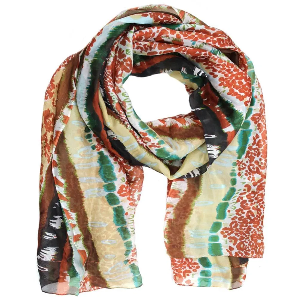 Abstract Animal Print Scarf - Orange
