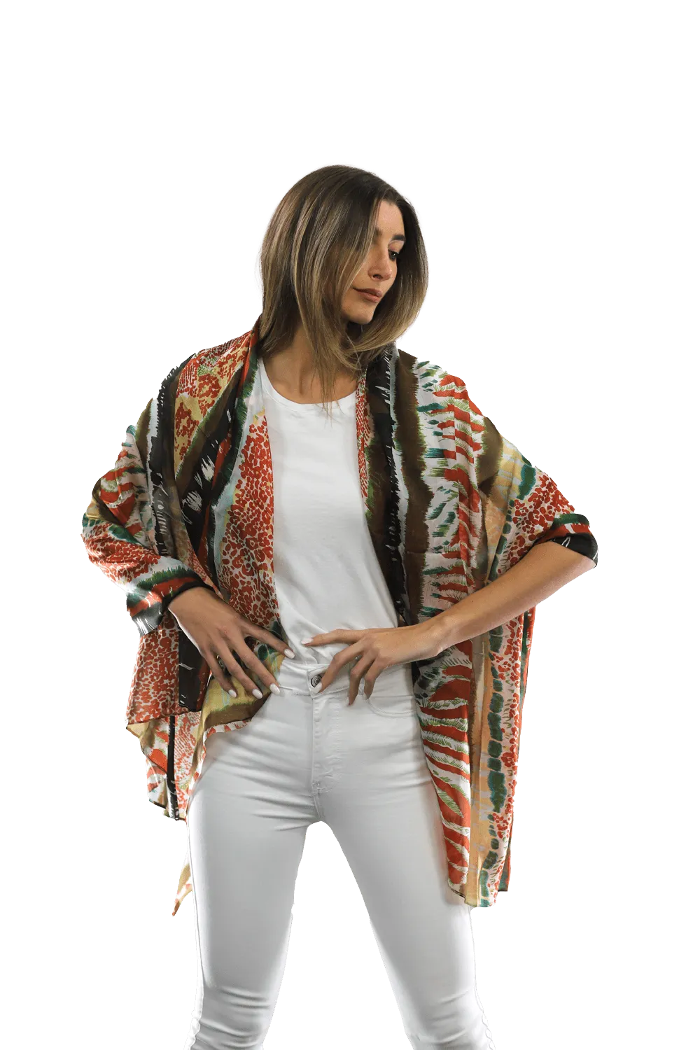 Abstract Animal Print Scarf - Orange