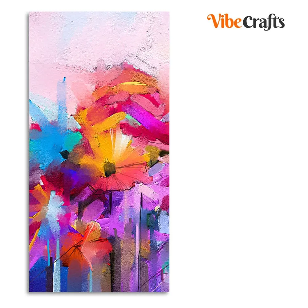 Abstract Colorful Acrylic Painting of Flowers