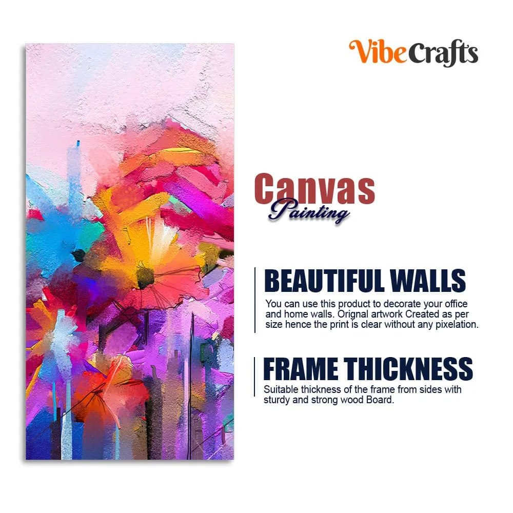 Abstract Colorful Acrylic Painting of Flowers