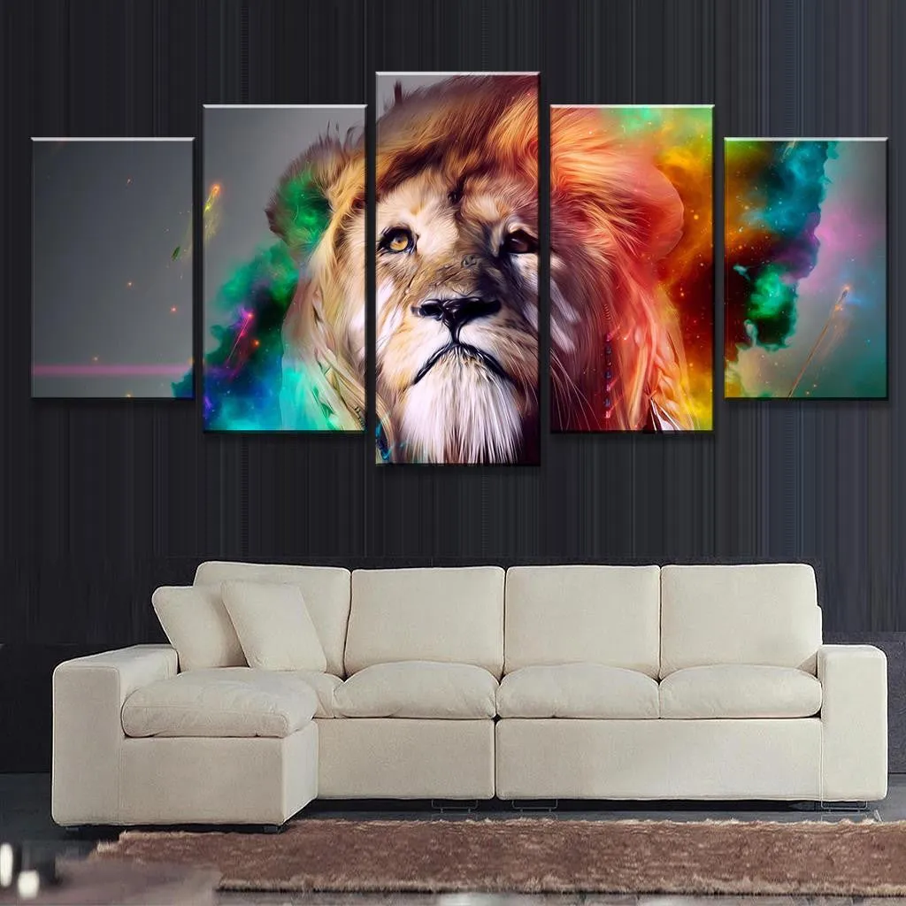 Abstract Colorful Lion's Head