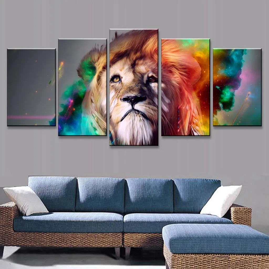 Abstract Colorful Lion's Head
