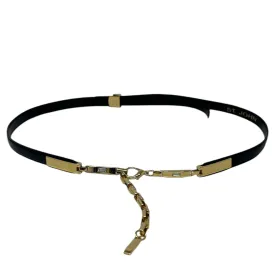 Adjustable Leather Belt with Gold Tone Chain Clasp Made In Italy Designer By St John Collection