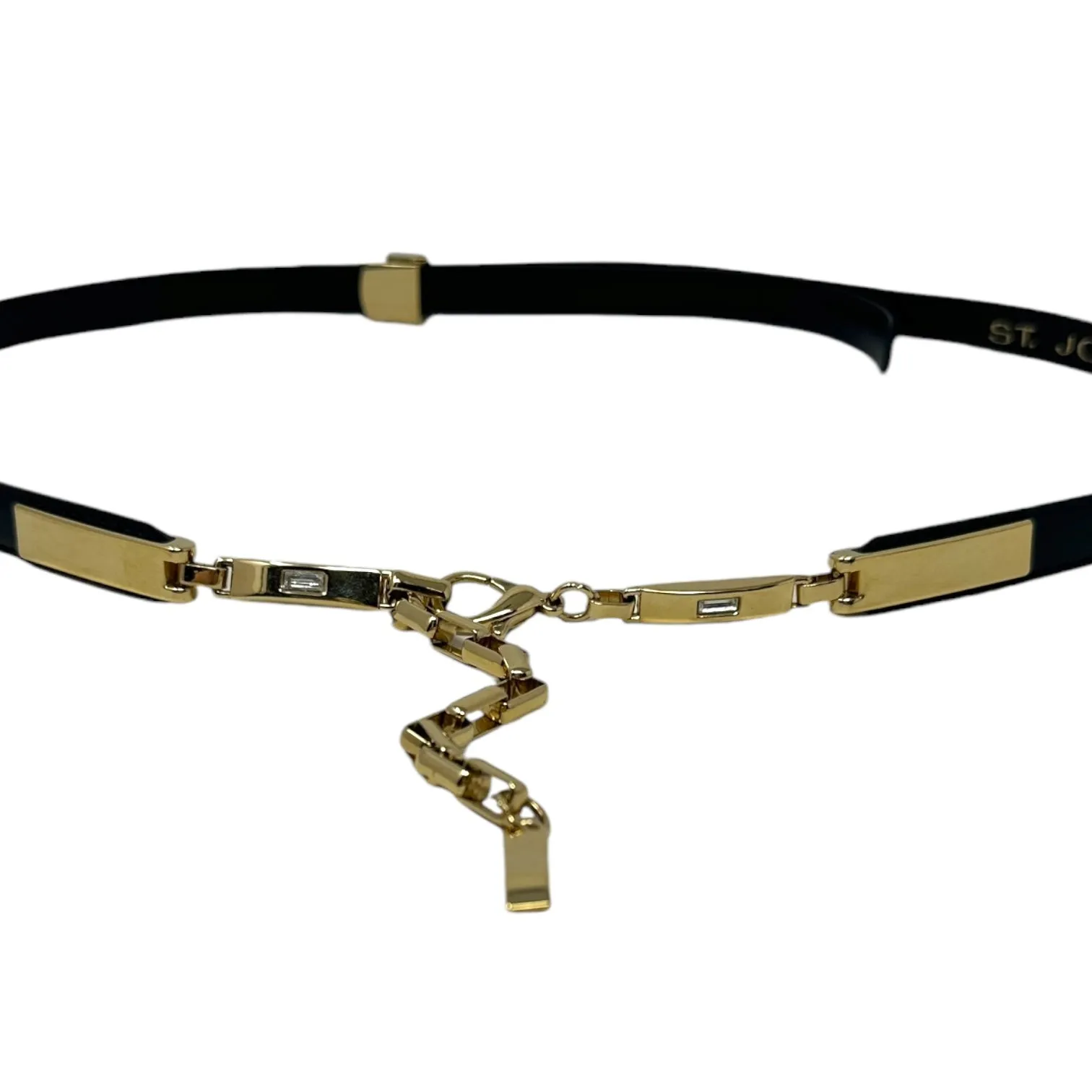 Adjustable Leather Belt with Gold Tone Chain Clasp Made In Italy Designer By St John Collection