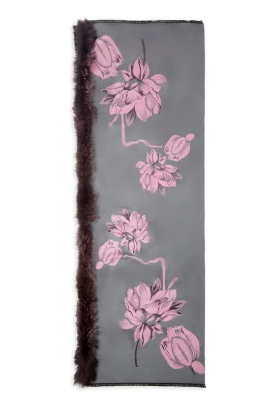 Luxurious Cashmere Wrap with Fur Trim - ADUR Printed Design