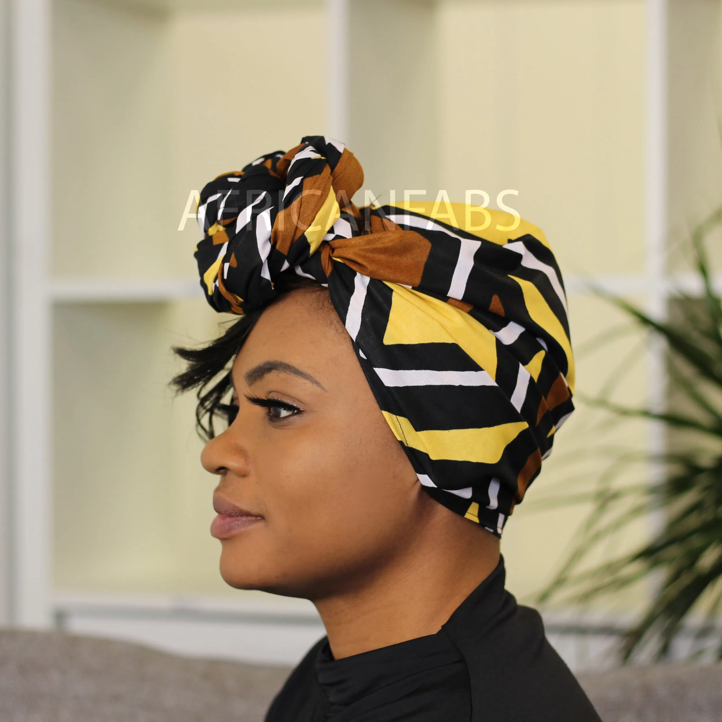 African Brown bogolan / mud cloth headwrap
