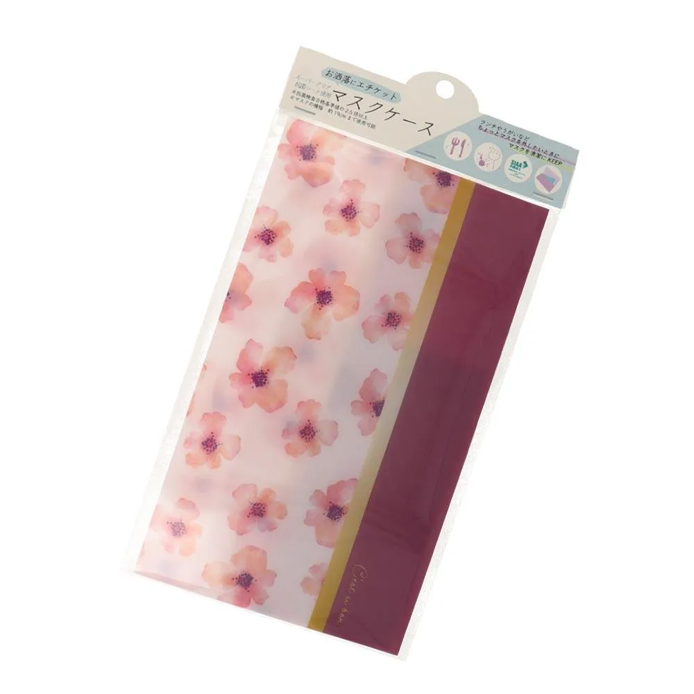 Antibacterial Wide Face Mask Case Pink Flower