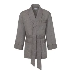 Belted Short Robe in Brown Melange