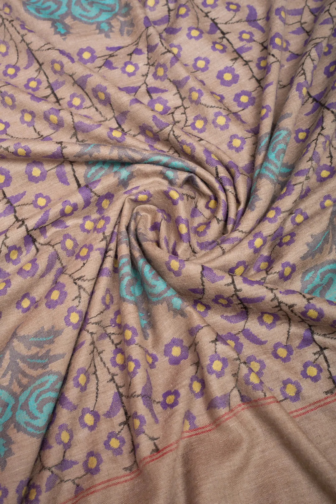 Benafsha Beaver Kani Floral Jamavar Pashmina Shawl