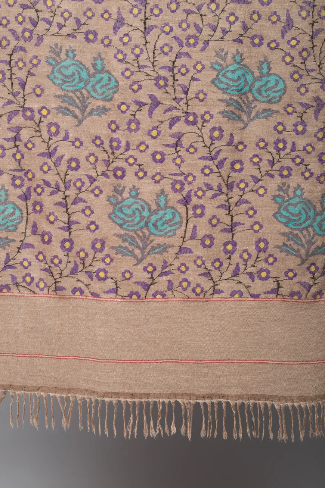 Benafsha Beaver Kani Floral Jamavar Pashmina Shawl