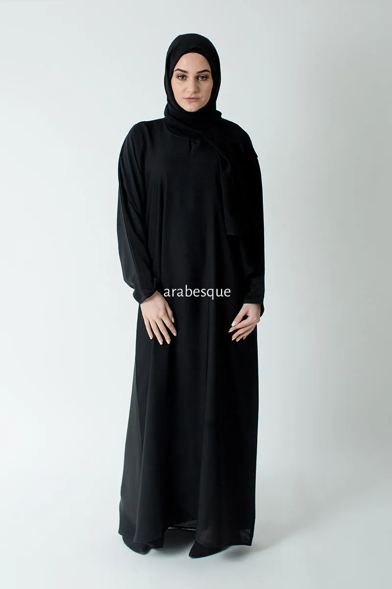 Black Internet Cloth Abaya (No Pocket, With Pocket, Zip)