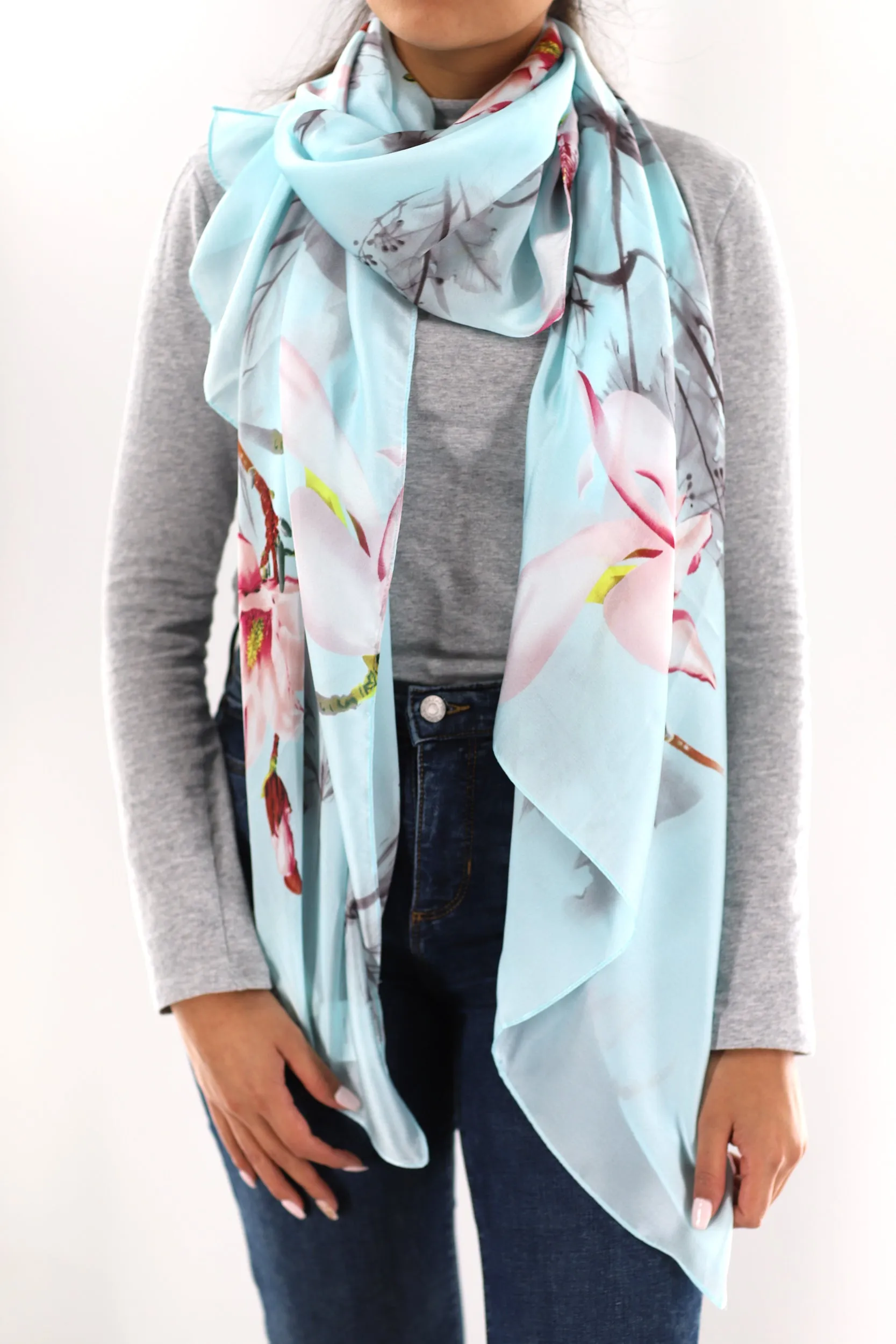 Blue Floral Print Scarf by La Fiorentina -  Available in multiple colors