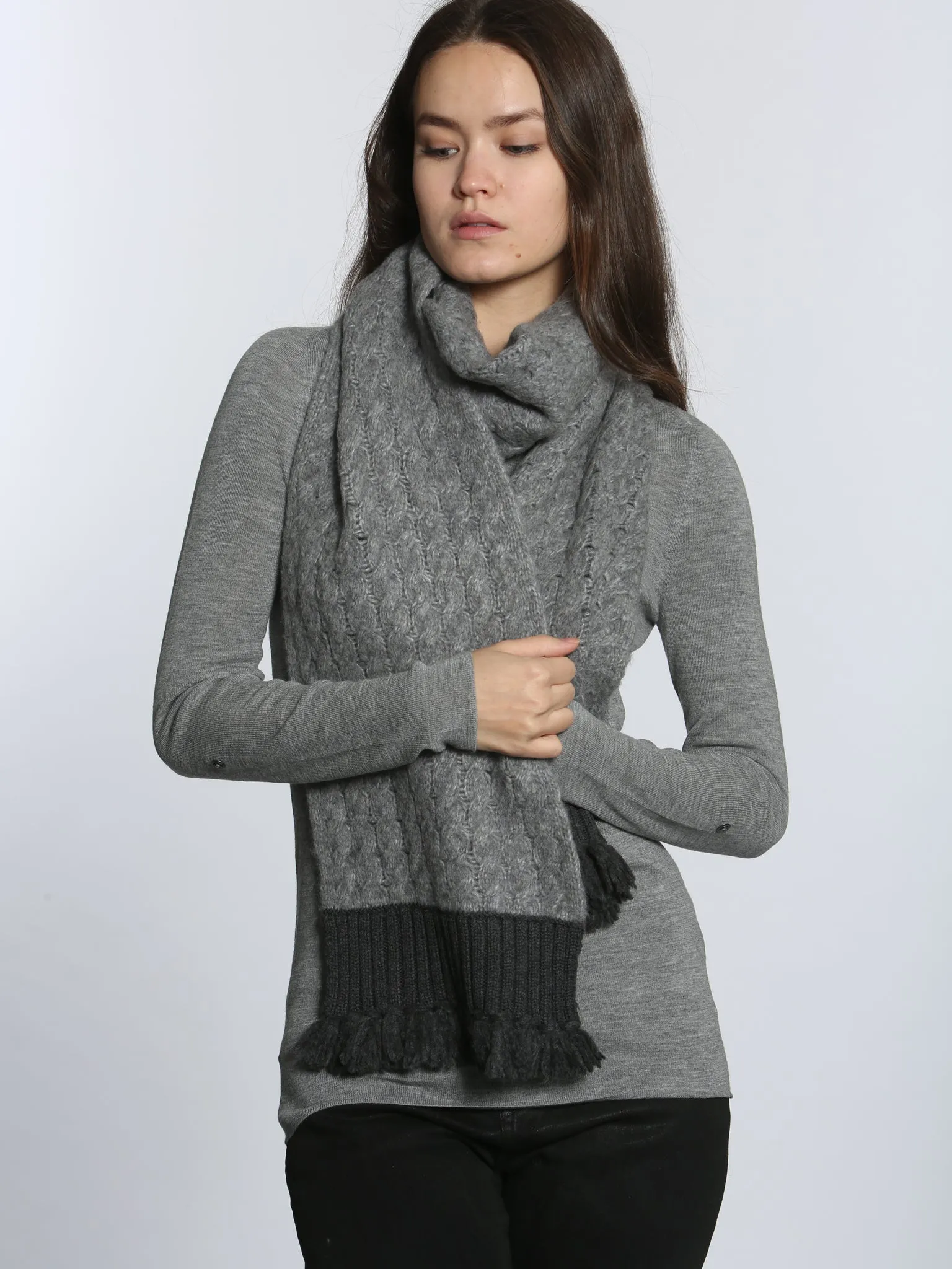 Cable Fringe Scarf