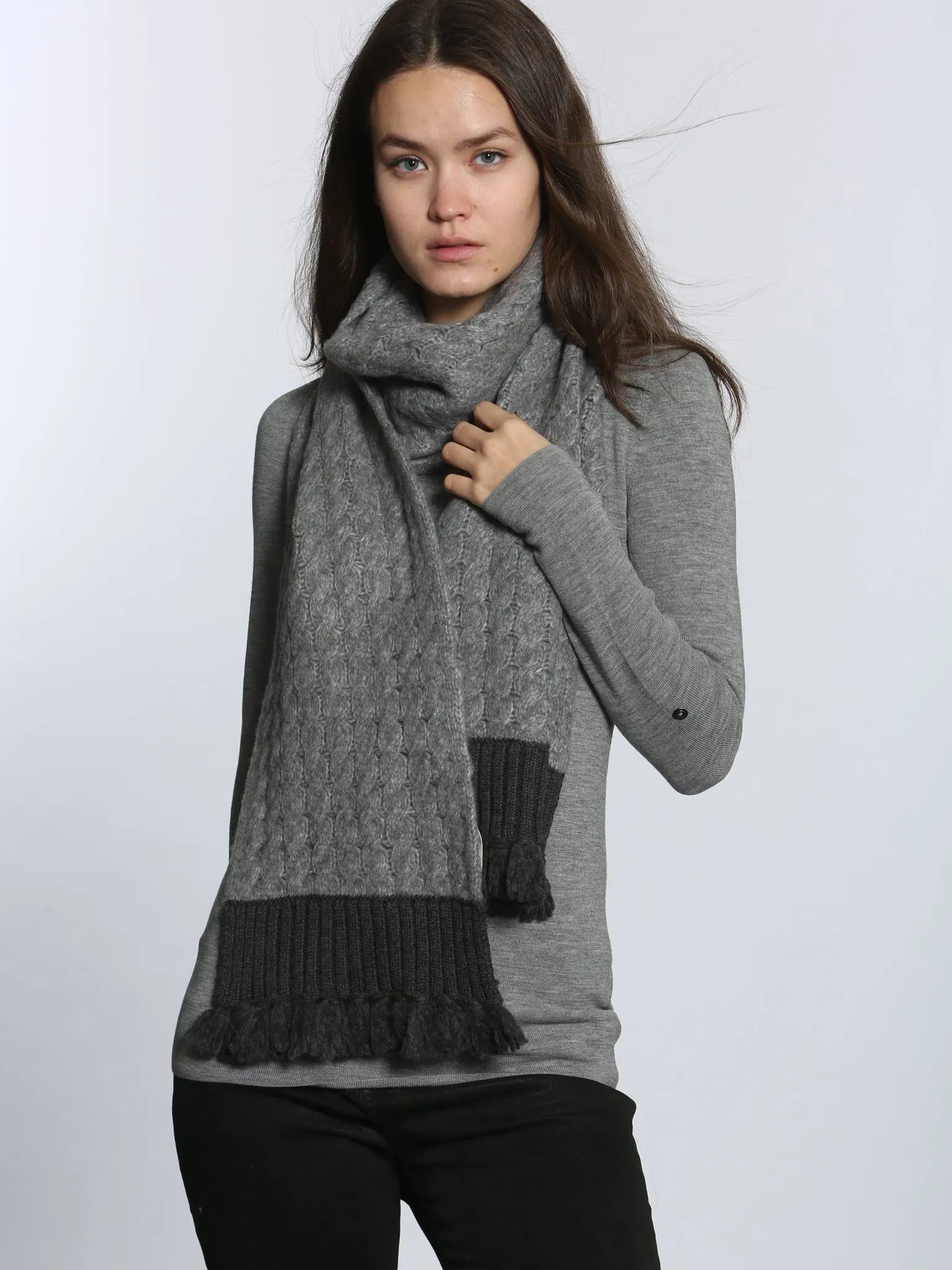 Cable Fringe Scarf
