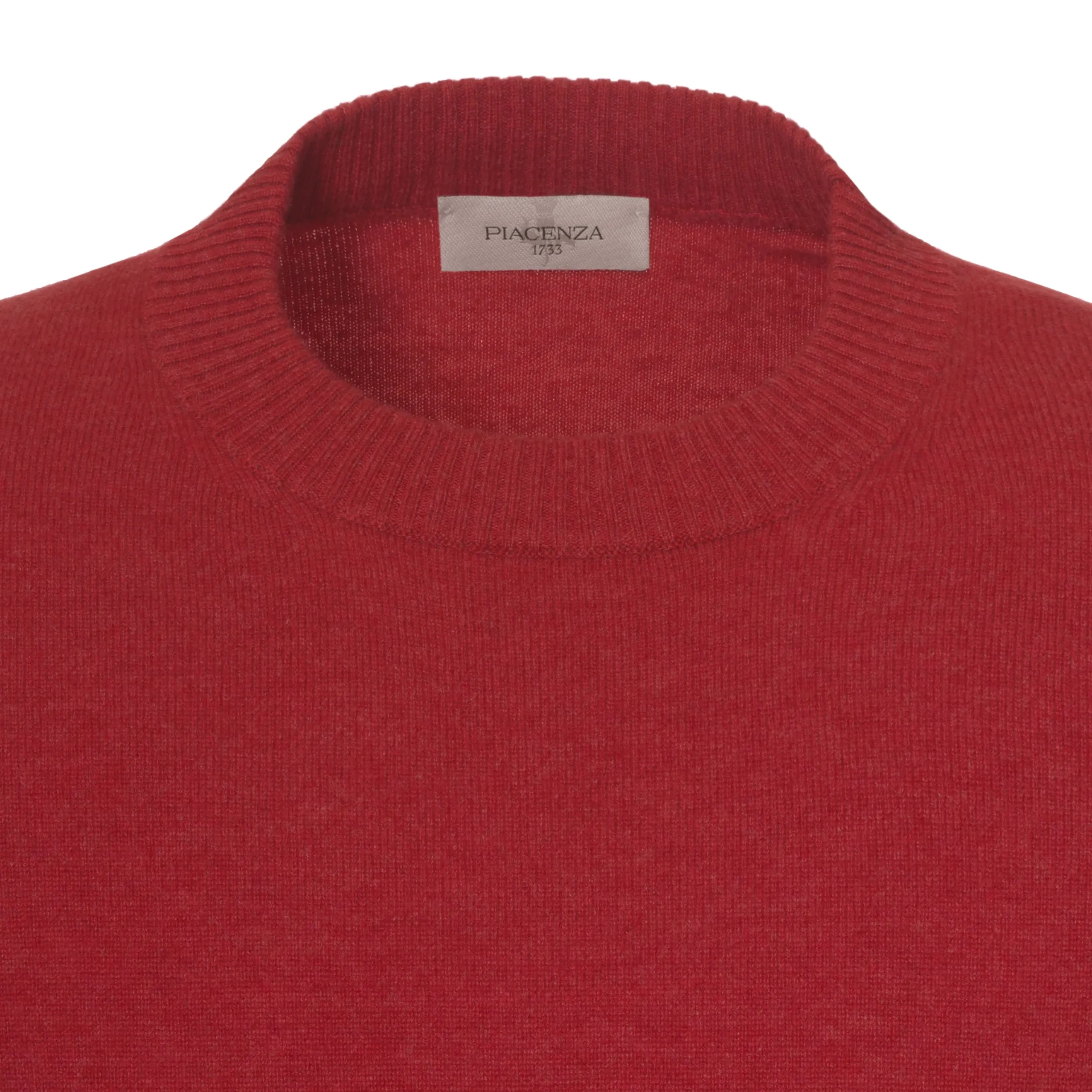 Cashmere Crew-Neck Pullover in Hibiscus Red