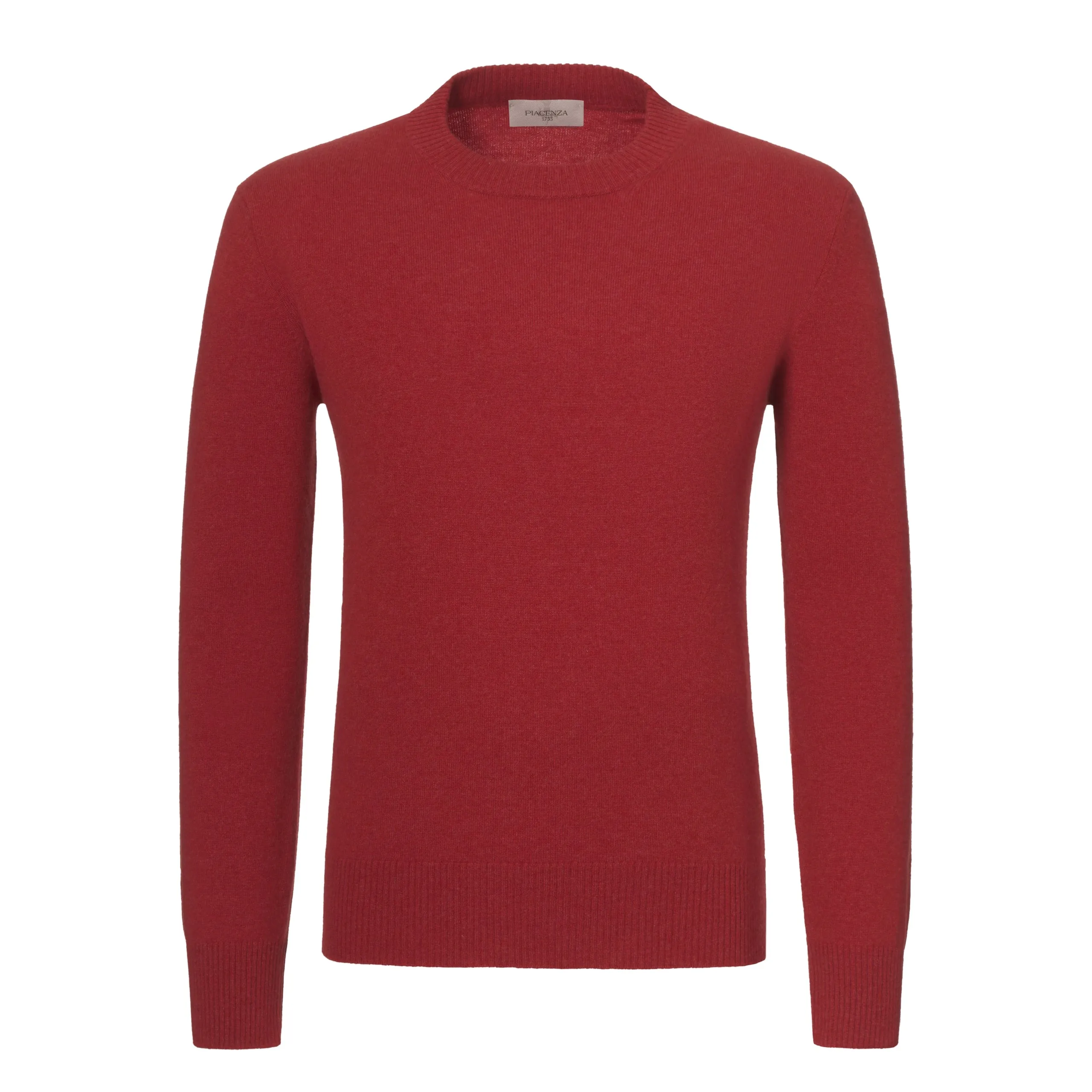 Cashmere Crew-Neck Pullover in Hibiscus Red