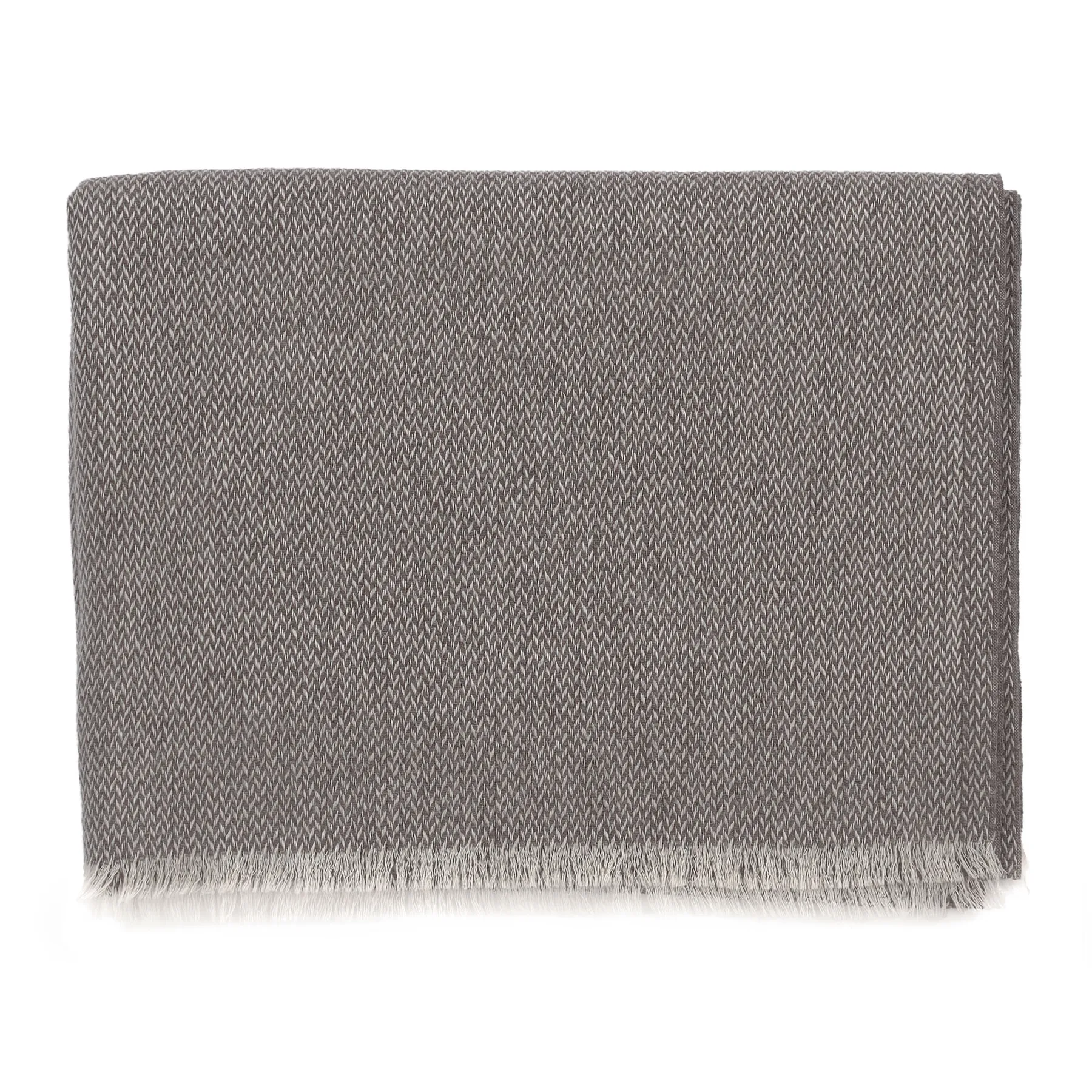 Cashmere, Wool and Silk-Blend Herringbone Scarf in Taupe