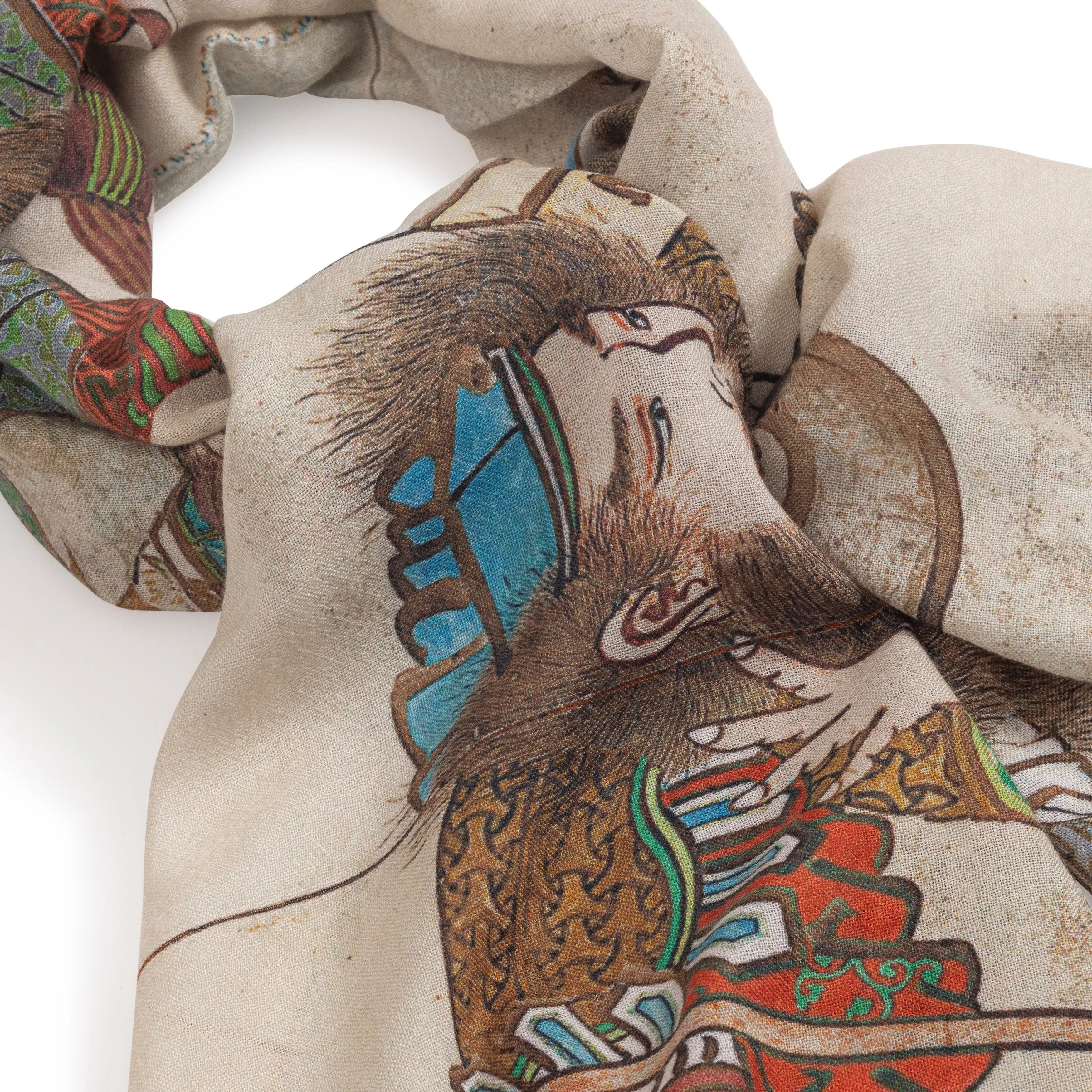 Cashmere/Silk Three Kingdoms Print Scarf