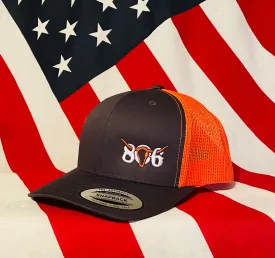 Charcoal 806 Snapback White 806 Neon Orange Skull
