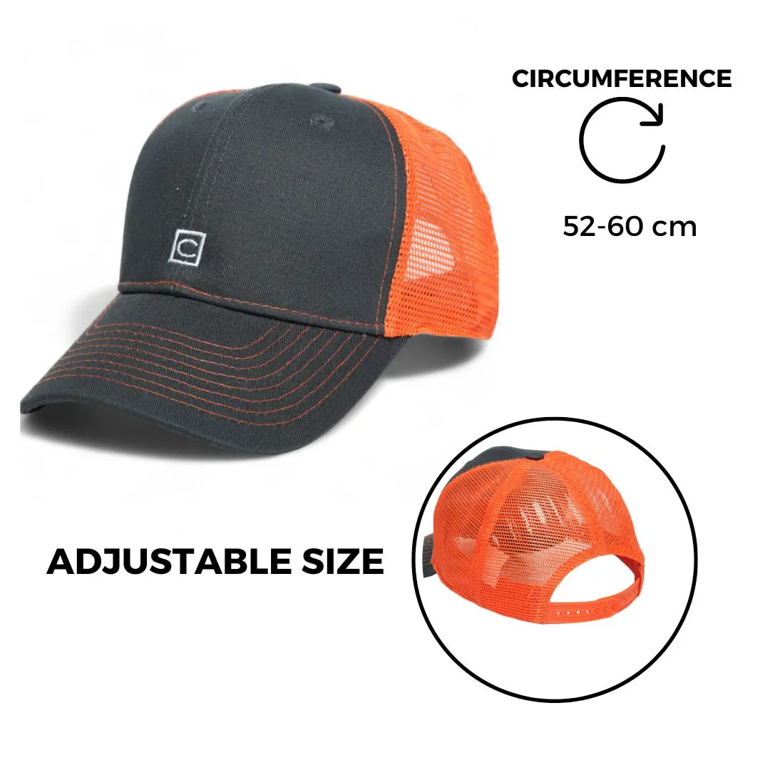 Chokore Curved Brim Mesh Baseball Cap  (Charcoal Black & Orange)