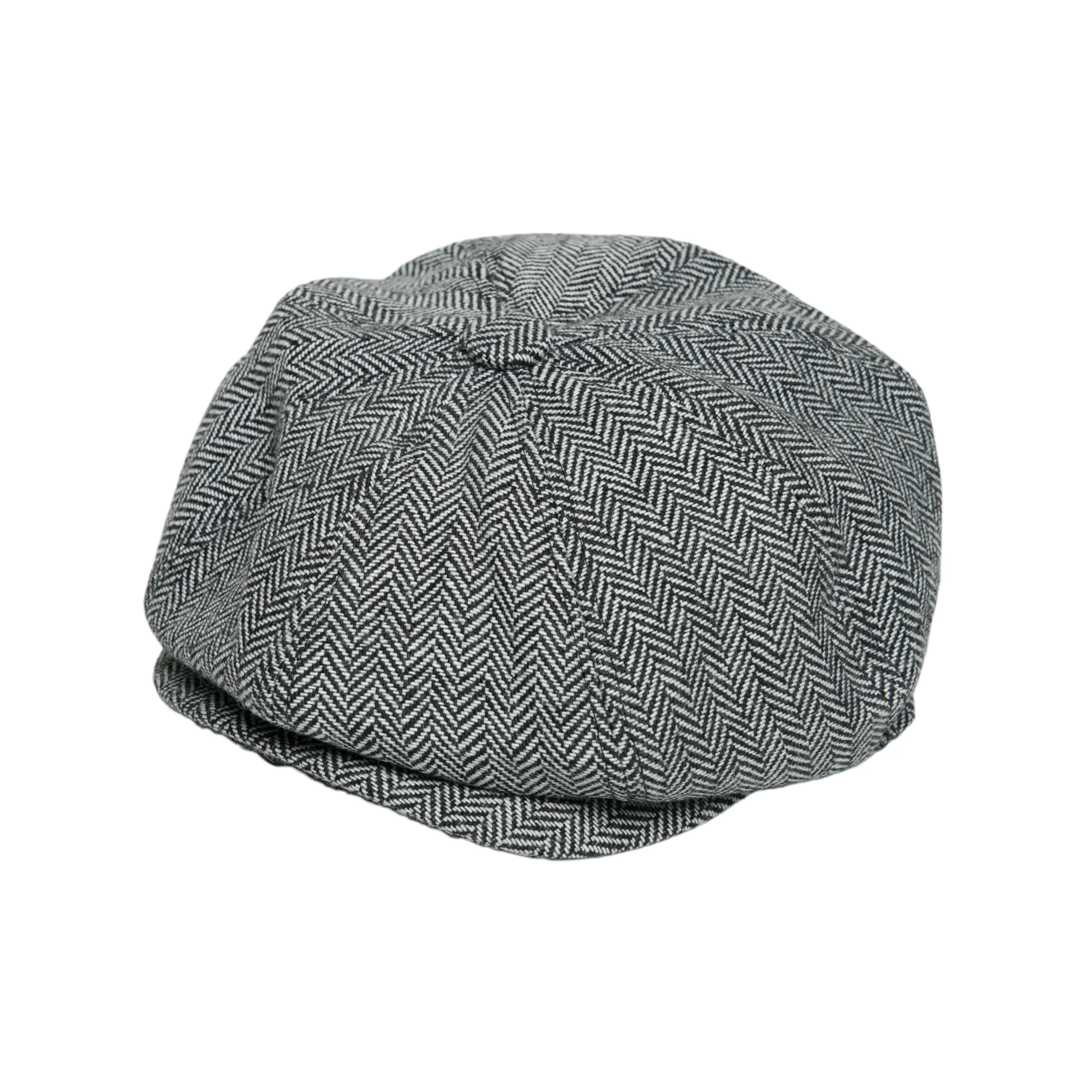 Chokore Herringbone Vintage Baker Boy Cap (Black & White)