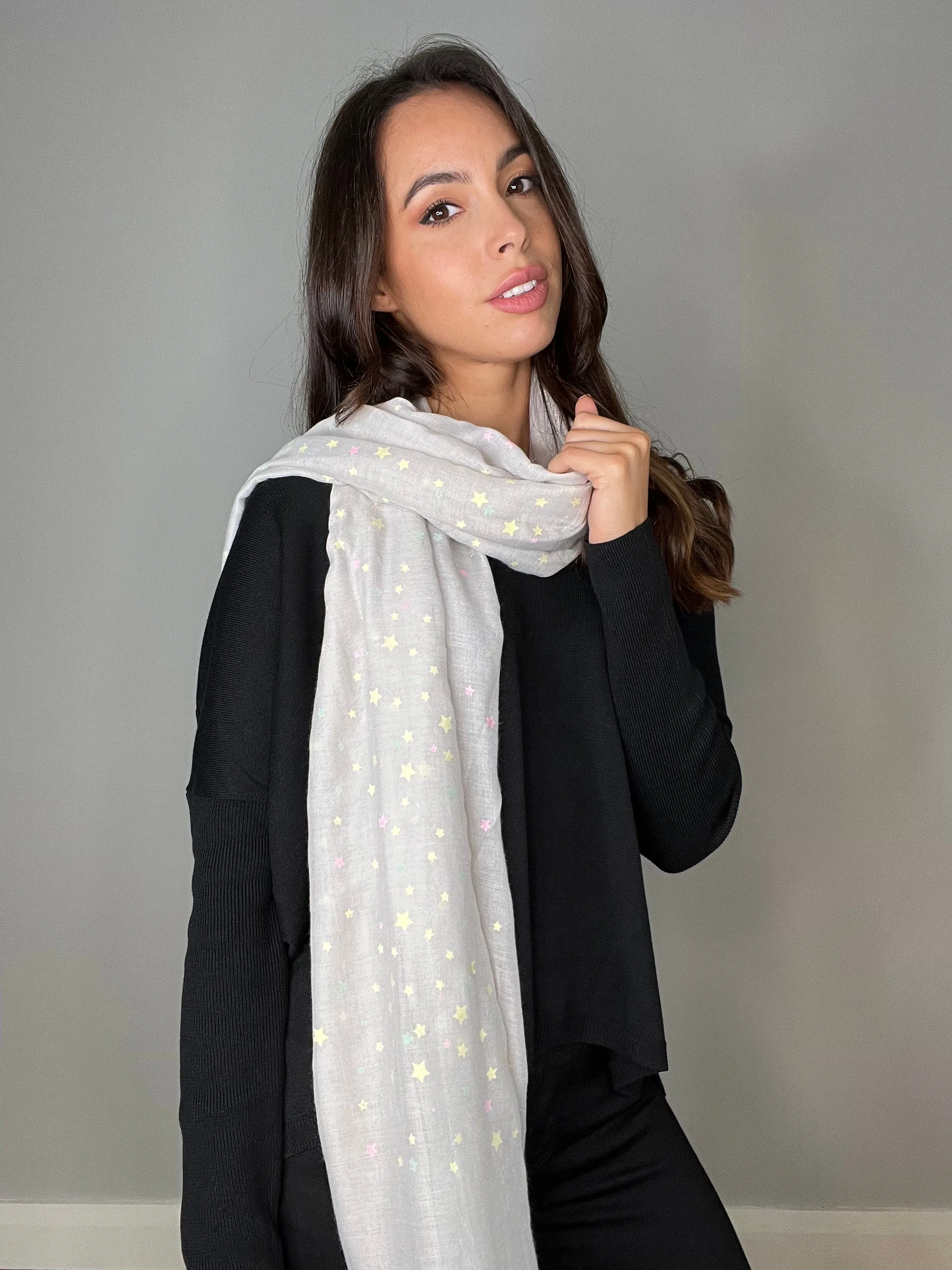Codello Grey Pastel Power Scarf with Mini Star print