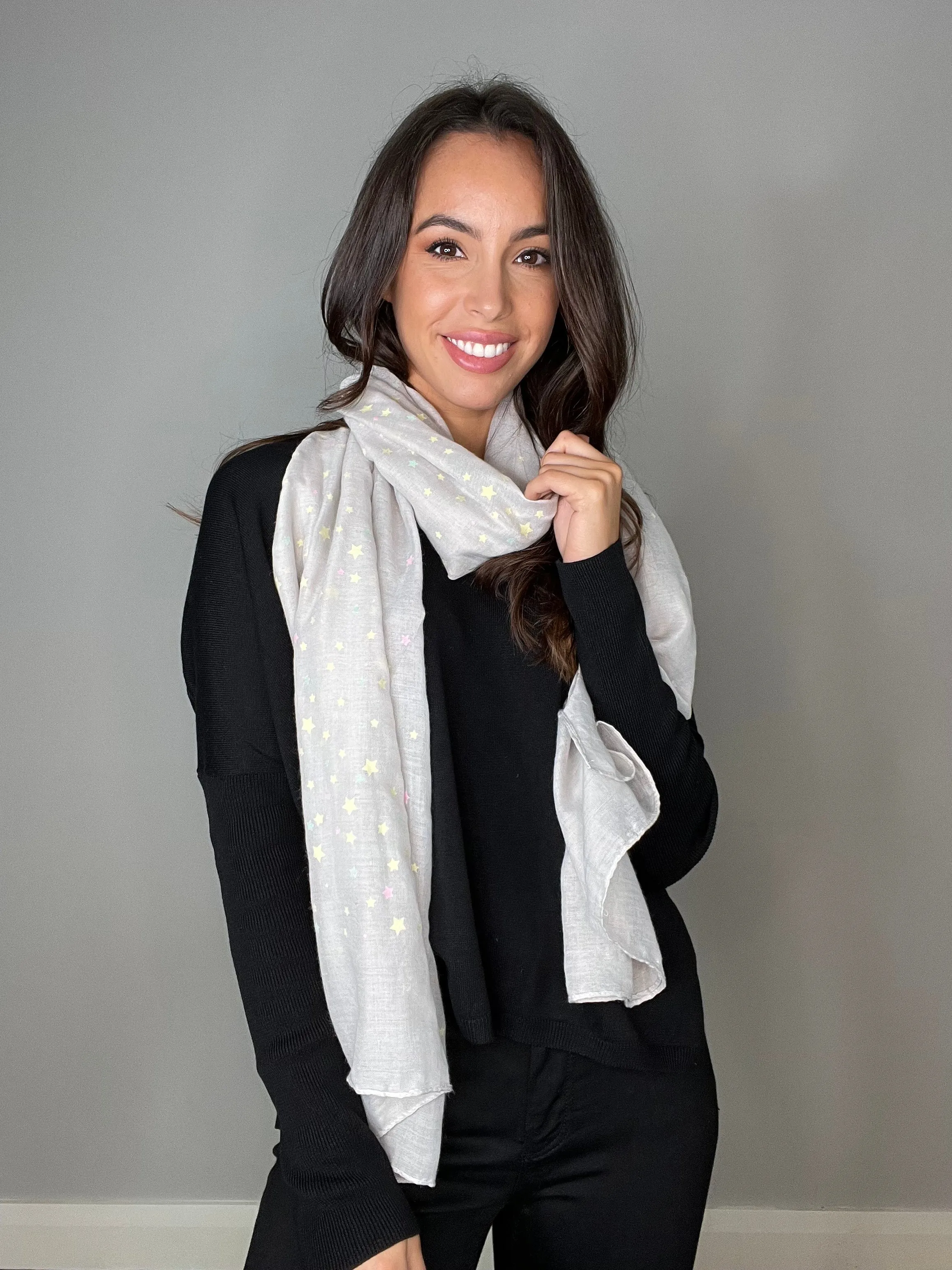 Codello Grey Pastel Power Scarf with Mini Star print