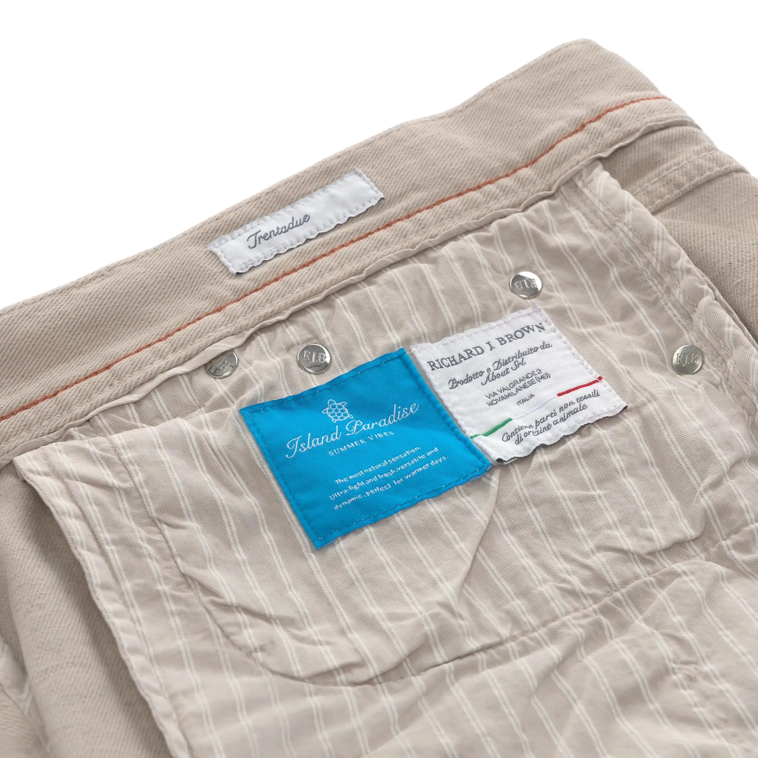 Cotton-Linen Blend Jeans in Beige