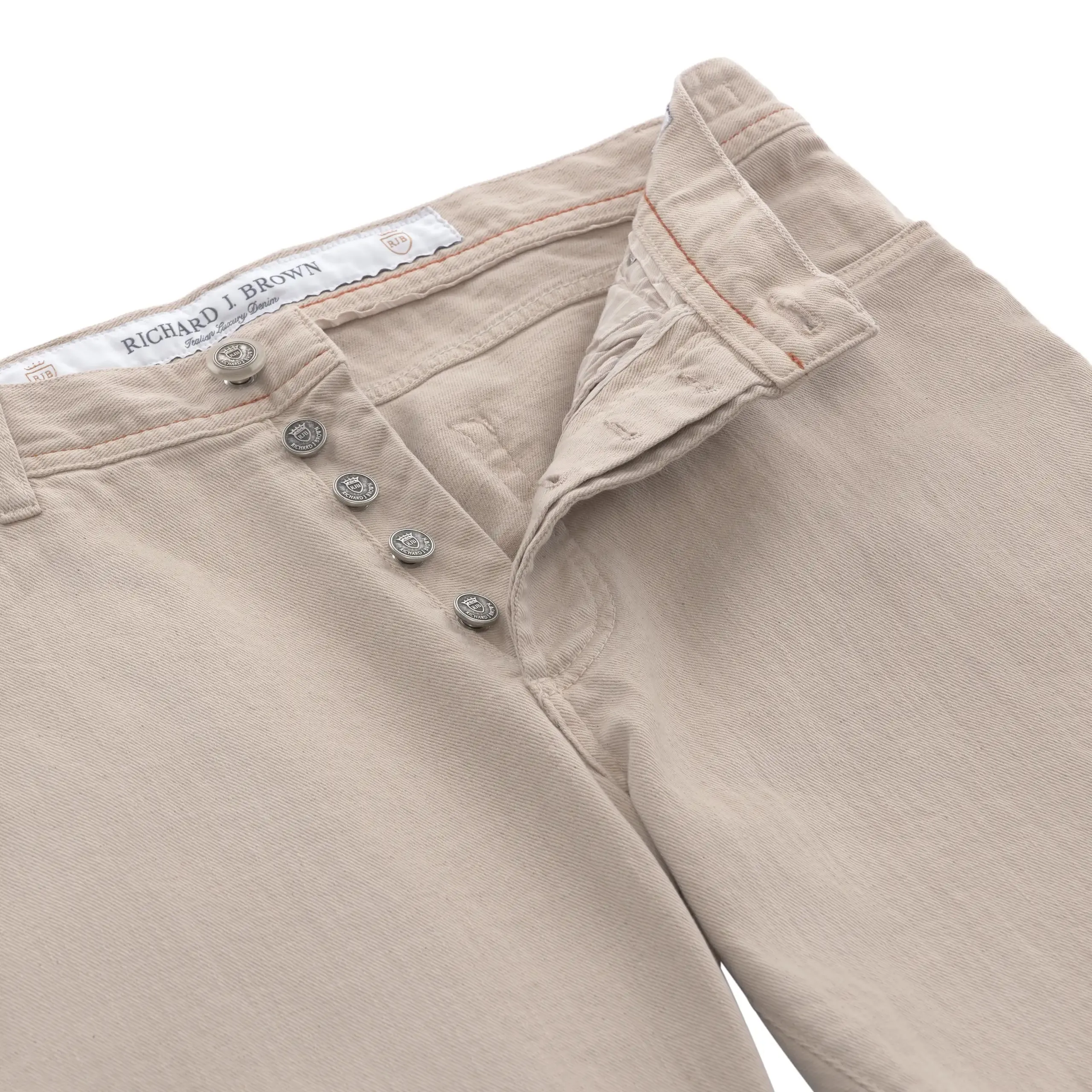 Cotton-Linen Blend Jeans in Beige
