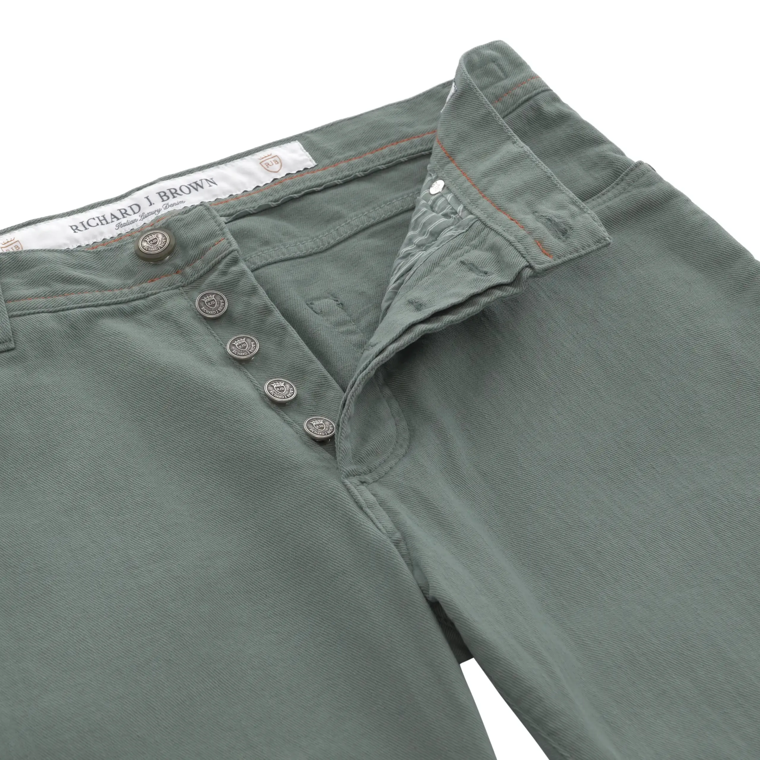 Cotton-Linen Blend Jeans in Green