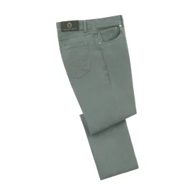 Cotton-Linen Blend Jeans in Green