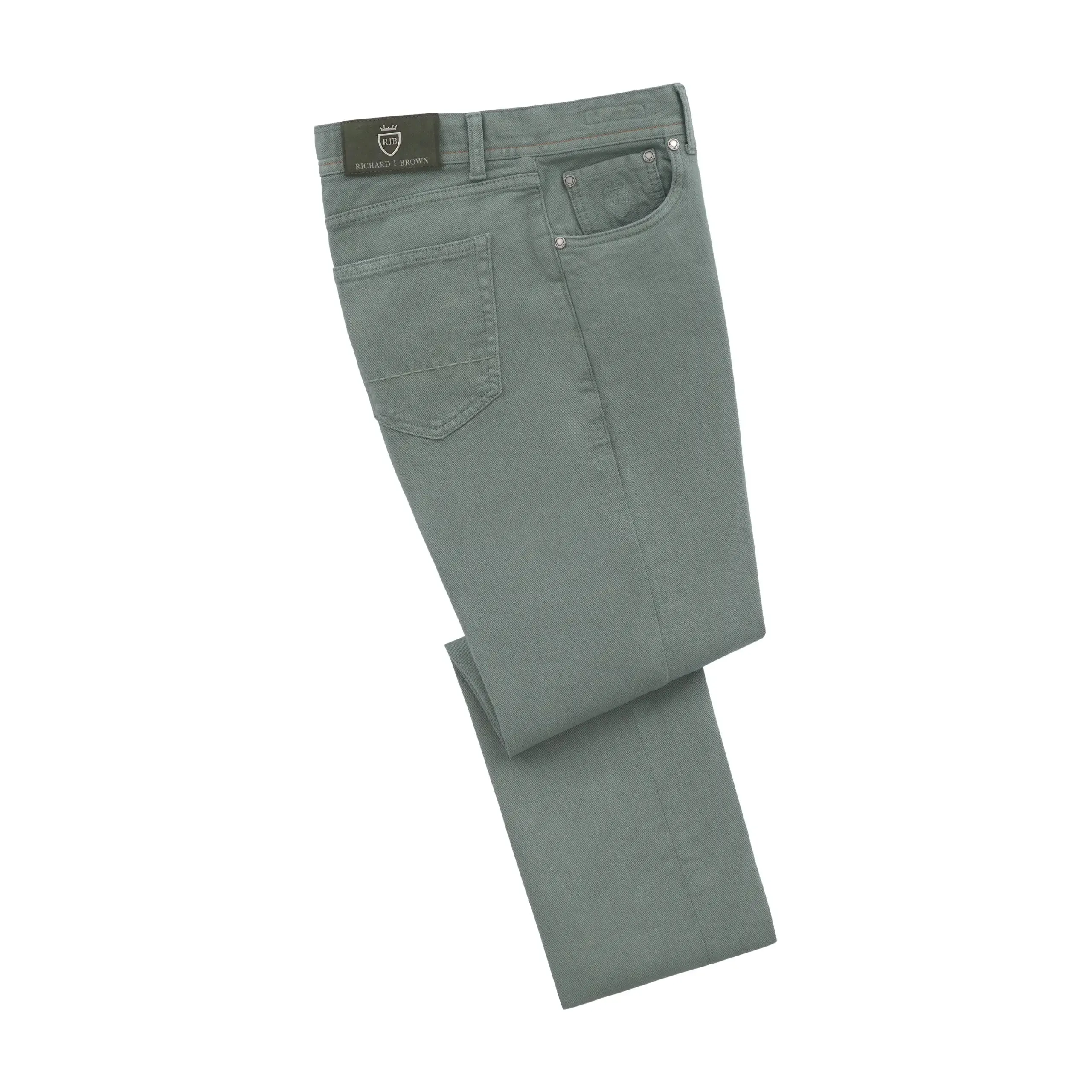 Cotton-Linen Blend Jeans in Green