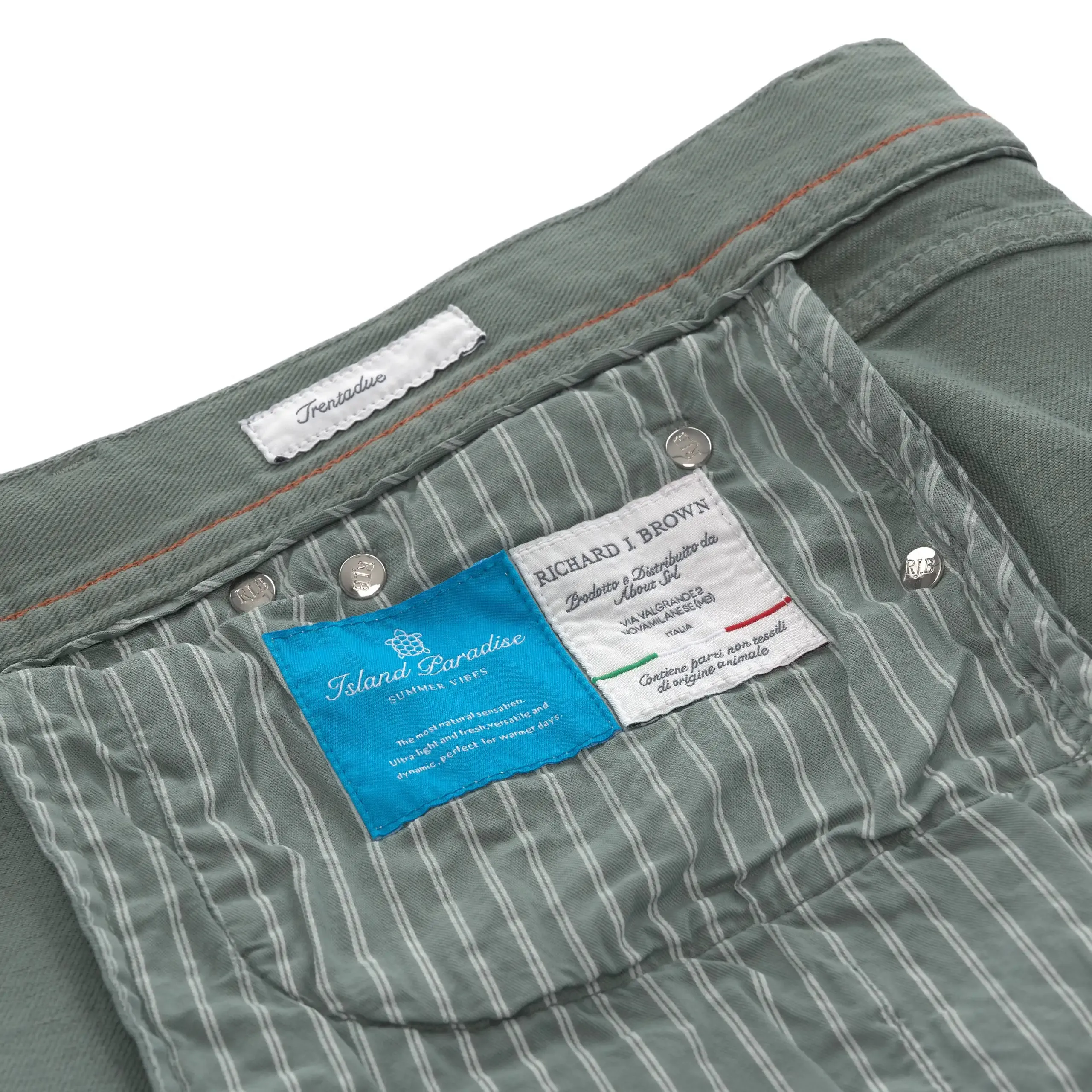 Cotton-Linen Blend Jeans in Green