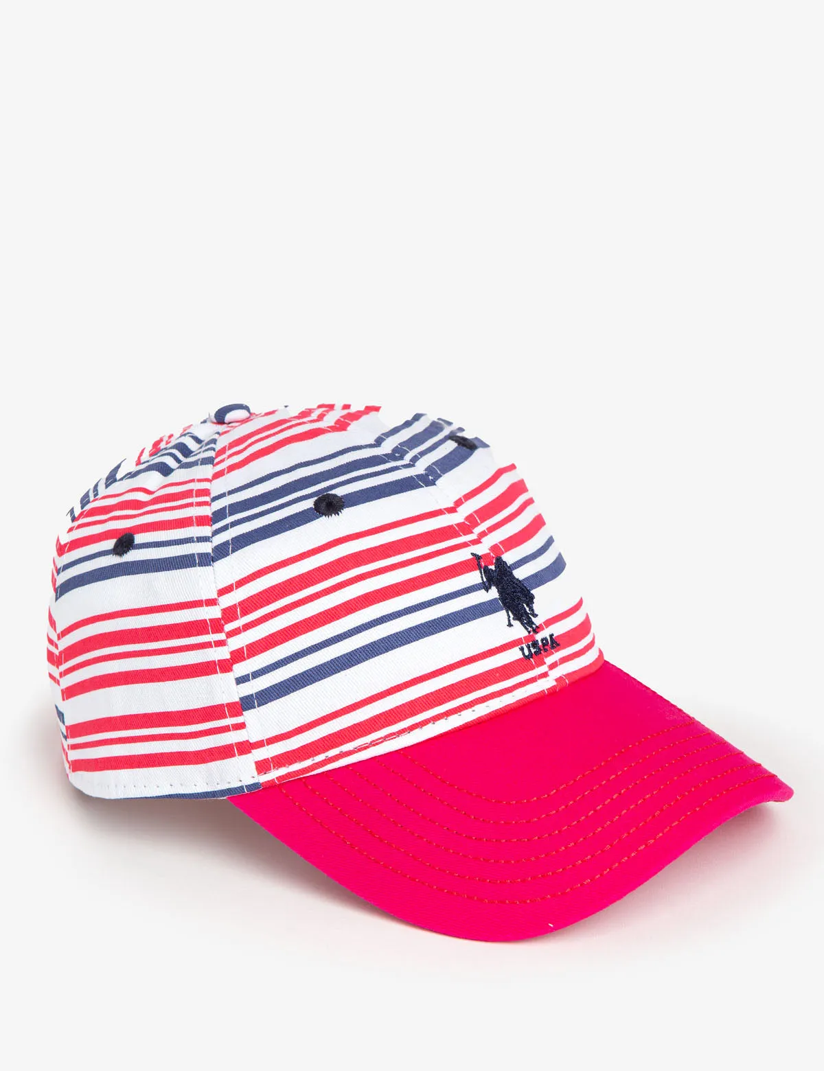 COTTON TWILL STRIPE BASEBALL CAP