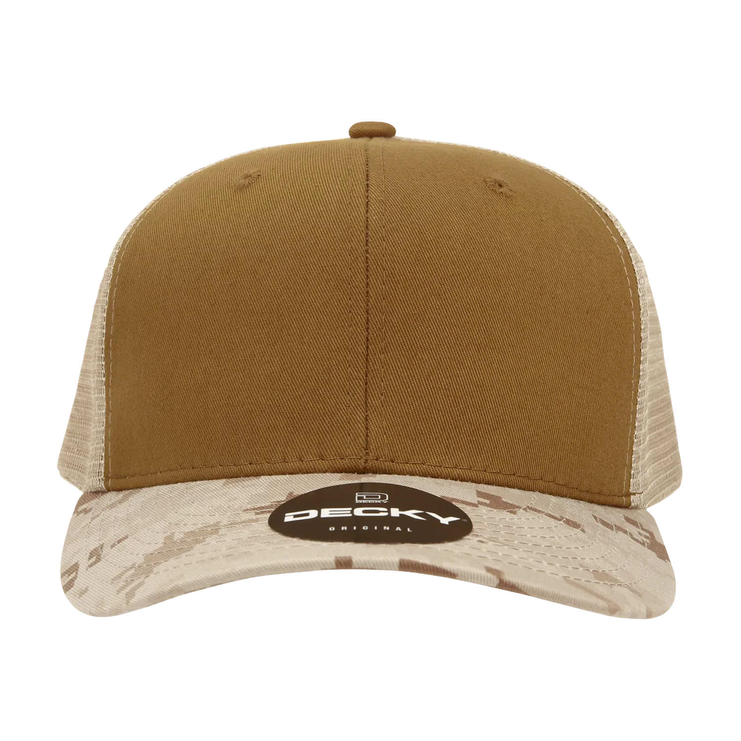 Decky 1054 Camo Curve Bill Trucker Hat, 6 Panel Camo Trucker Cap
