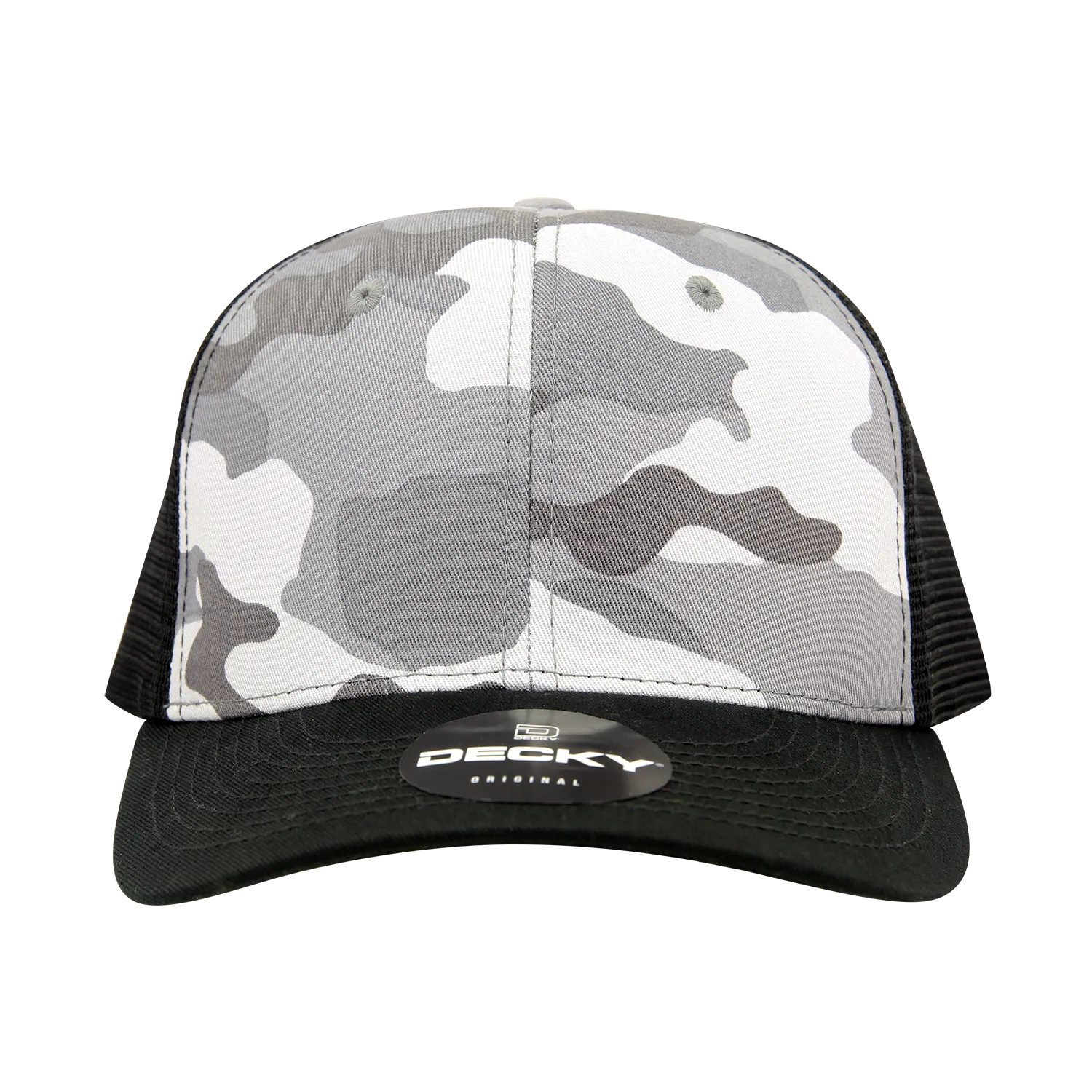 Decky 1054 Camo Curve Bill Trucker Hat, 6 Panel Camo Trucker Cap