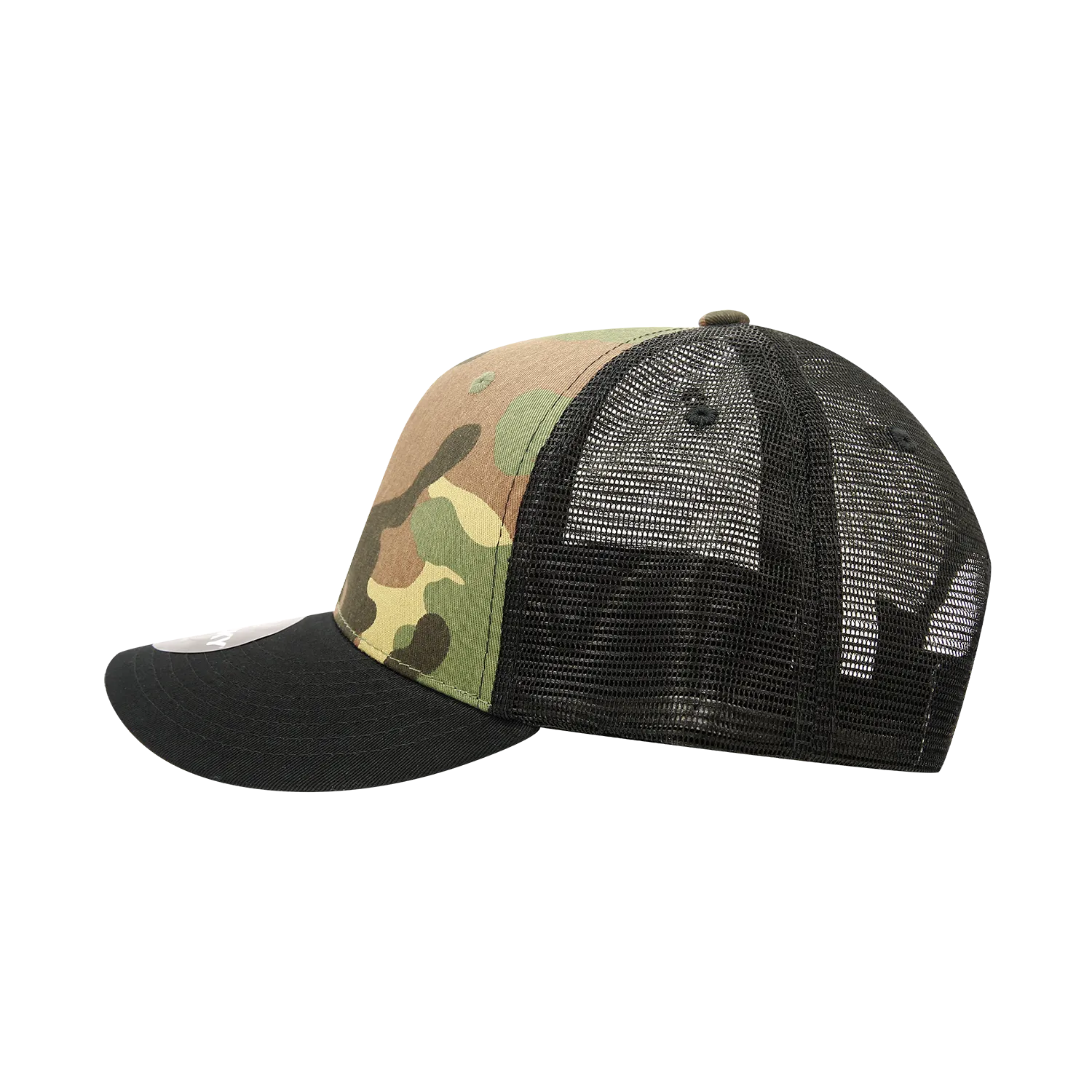 Decky 1054 Camo Curve Bill Trucker Hat, 6 Panel Camo Trucker Cap