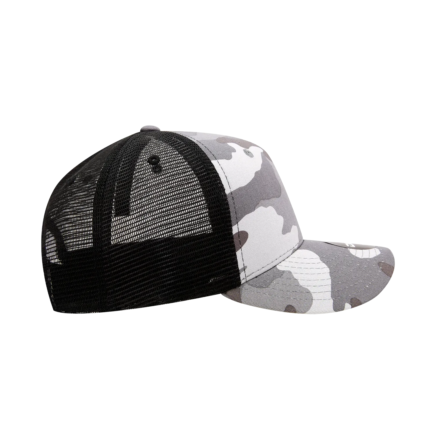 Decky 1054 Camo Curve Bill Trucker Hat, 6 Panel Camo Trucker Cap